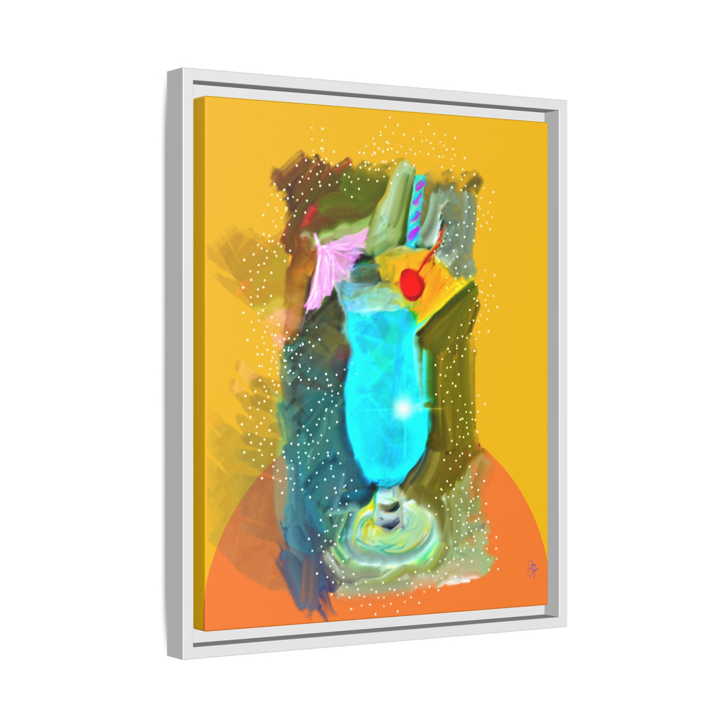 Tropical Blue Cocktail Canvas Print — Framed Matte Bar Art