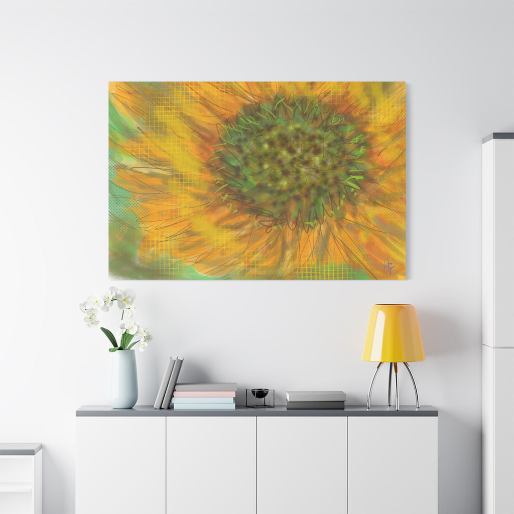 Sunflower Burst Matte Canvas Wall Art — Orange Stretched Canvas Print