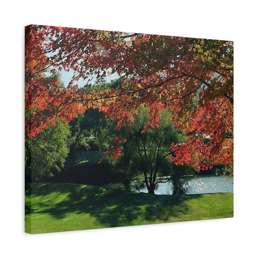 Autumn Lakeside Canvas Print — Stretched Matte Wall Art