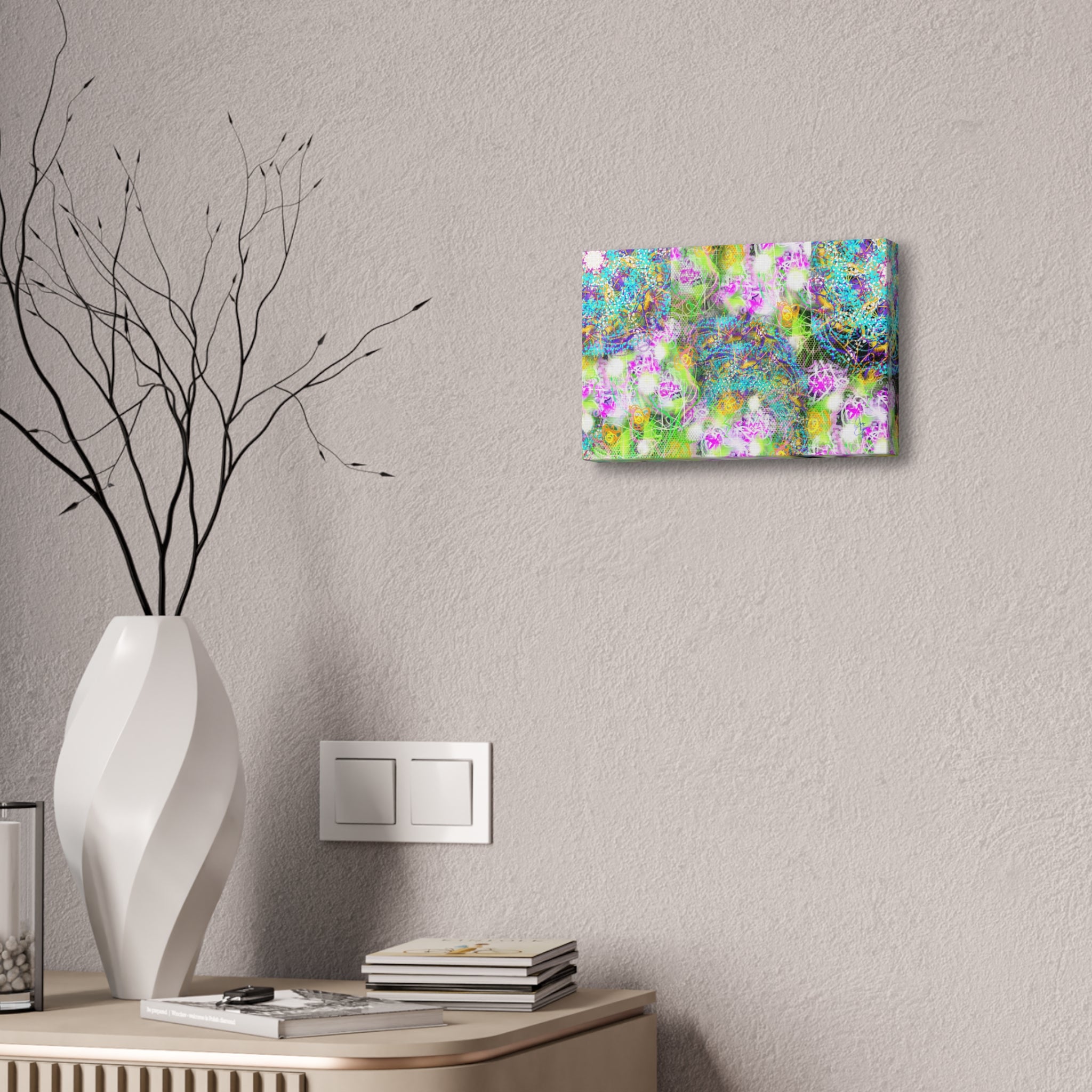 Abstract Floral Galaxy Canvas - Vibrant Stretched Wall Art