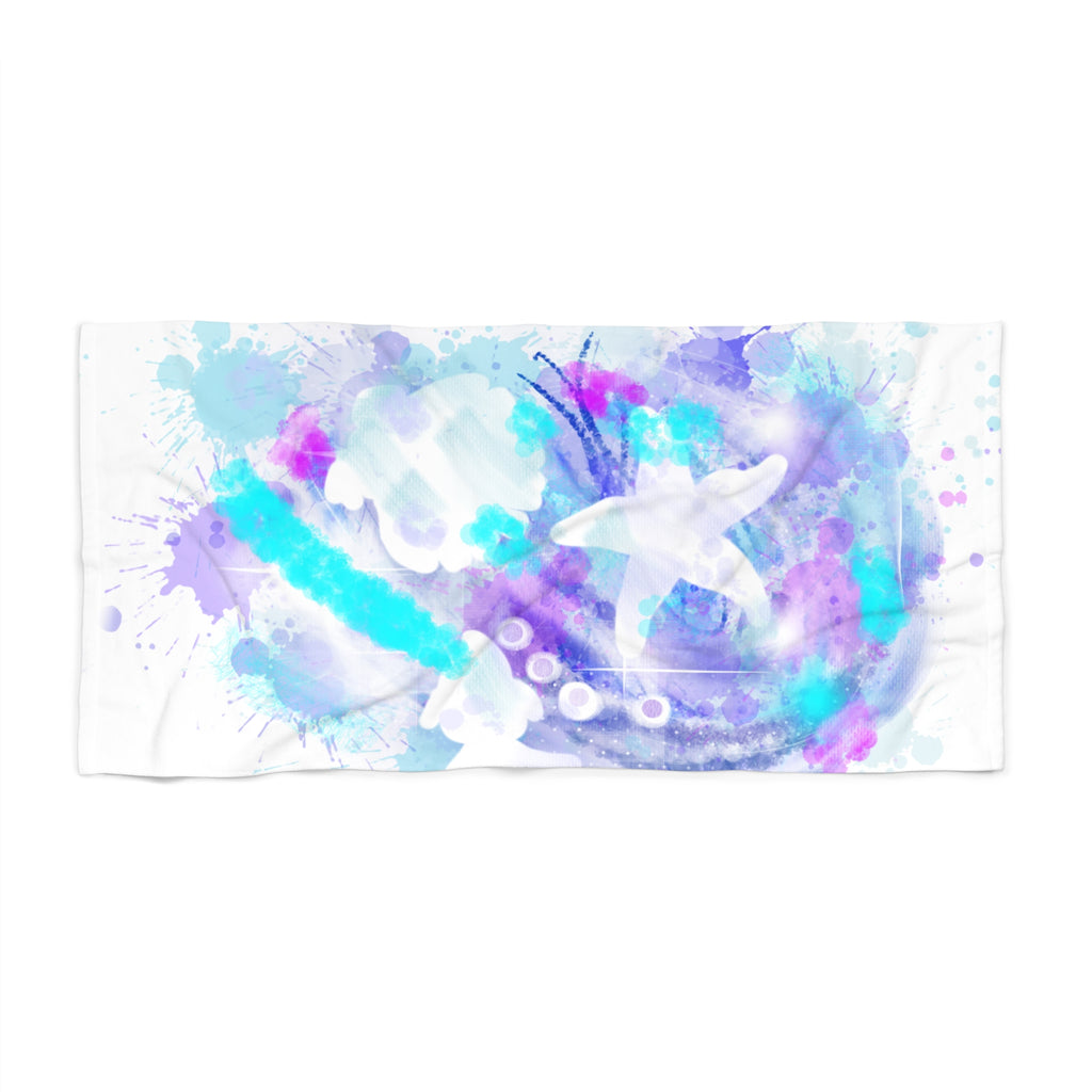 Ocean Breeze Beach Towel — Watercolor Seagull Wave Design