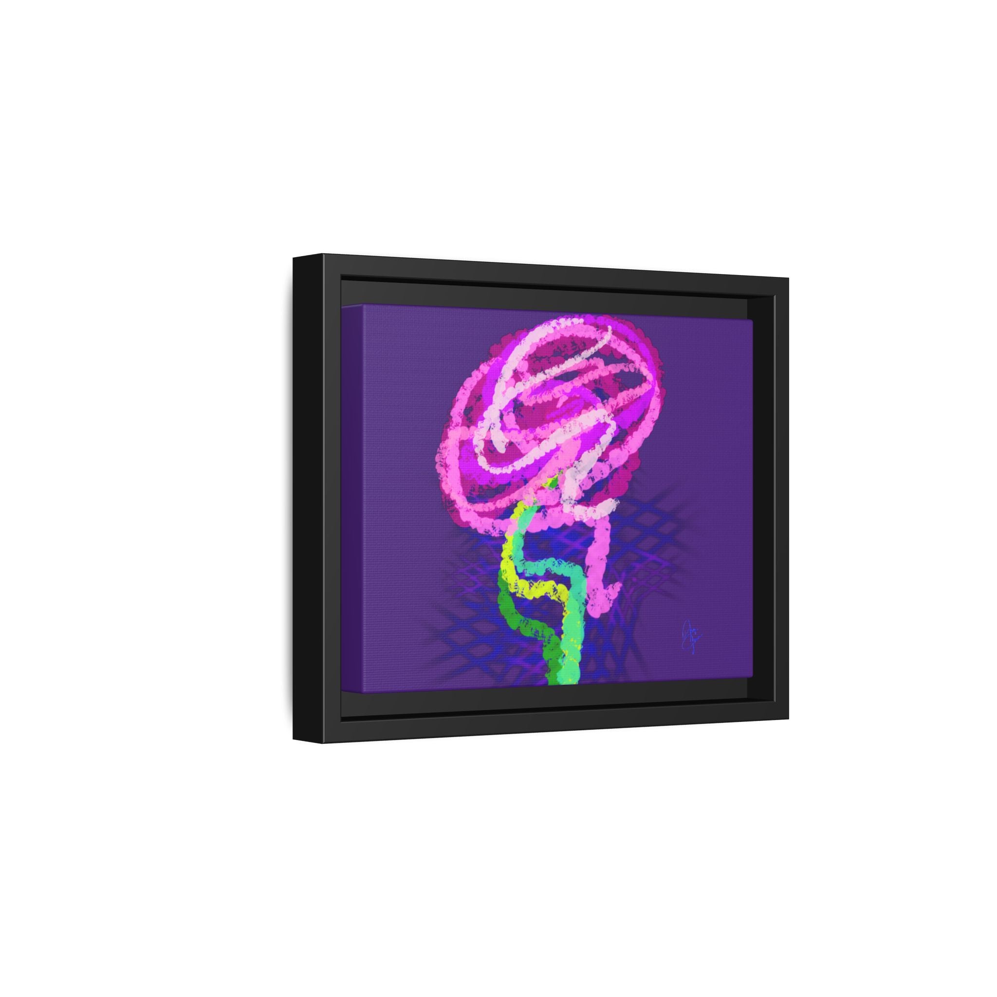 Framed Matte Canvas - Neon Rose Abstract Wall Art