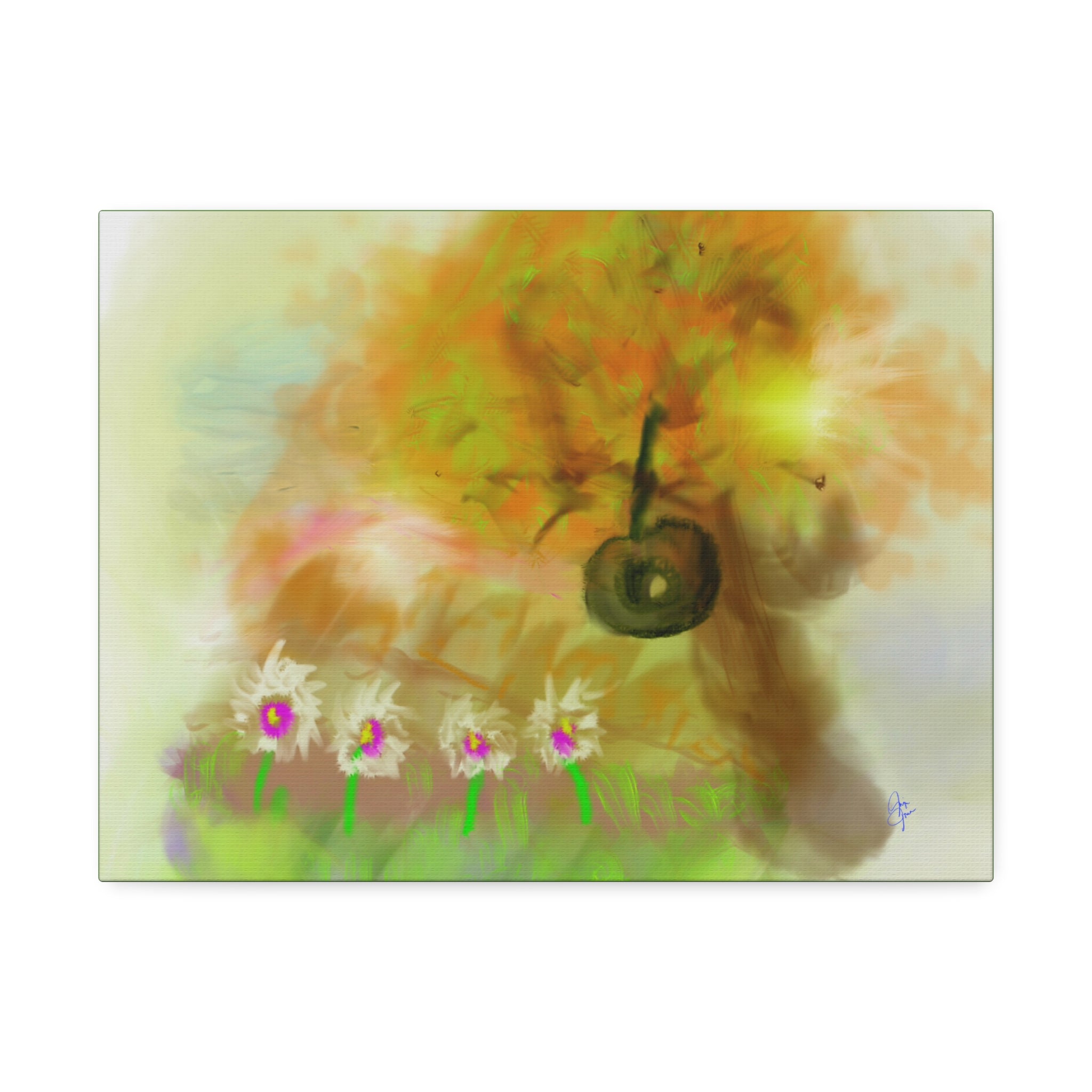Whimsical Yard Canvas Print — Tire Swing & Broken Fence Stretched 1.5"