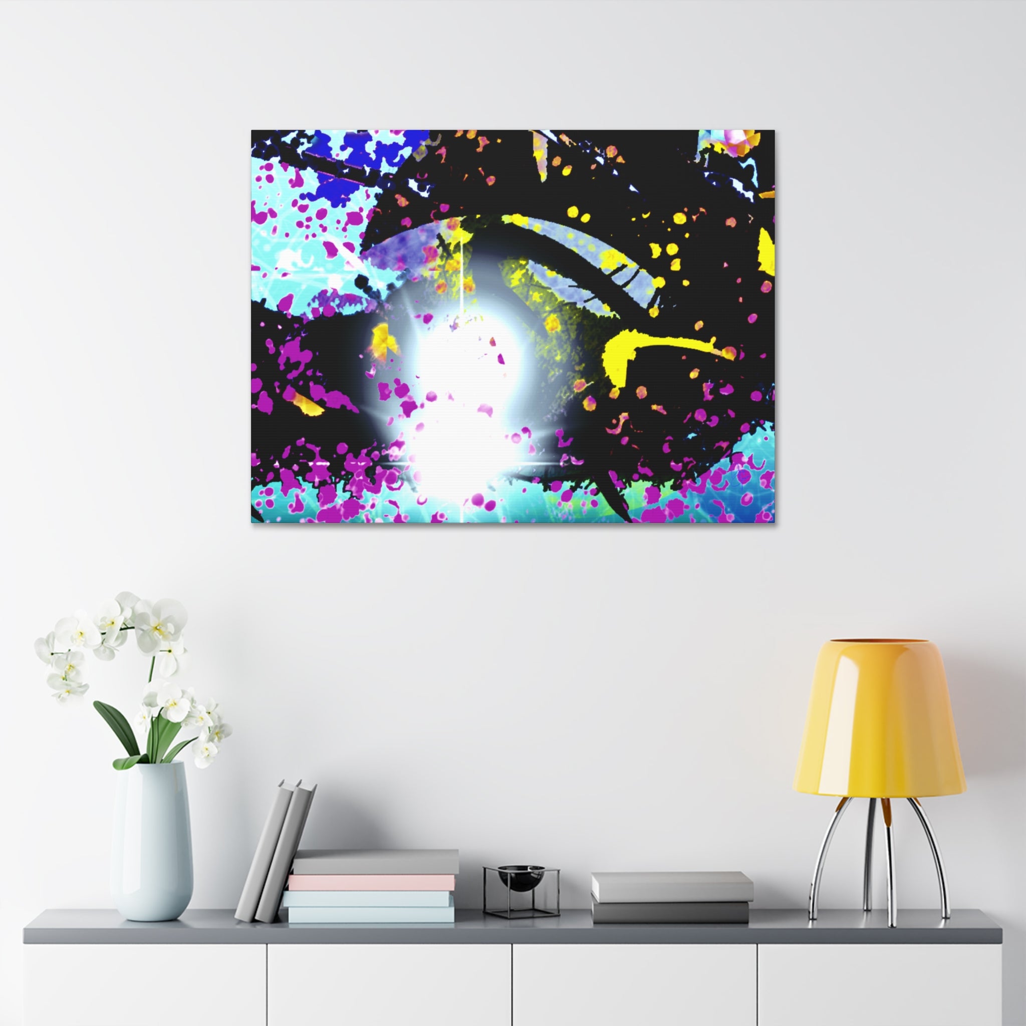 Abstract Neon Splash Canvas Print — Vibrant Galaxy-Inspired Wall Art (Stretched 1.5")