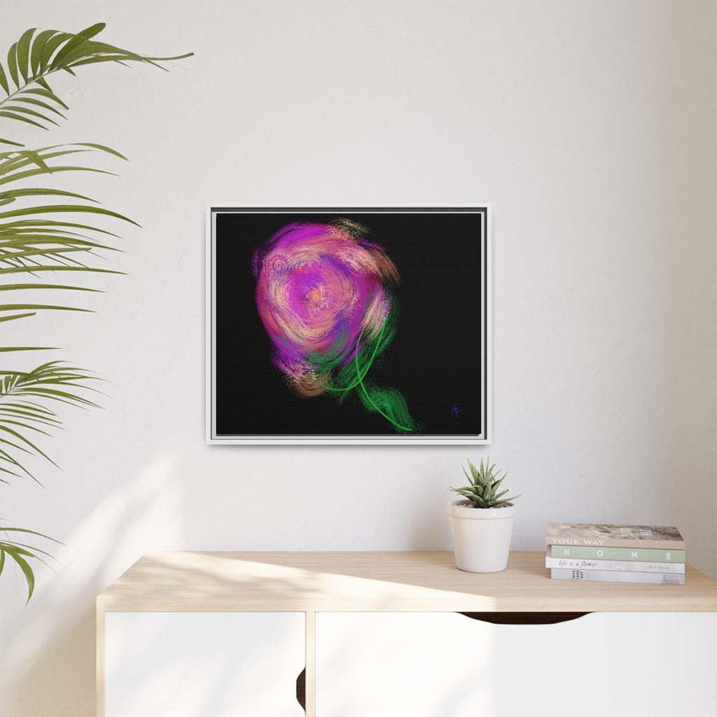 Abstract Rose Swirl Matte Framed Canvas — Multicolor Floral Wall Art