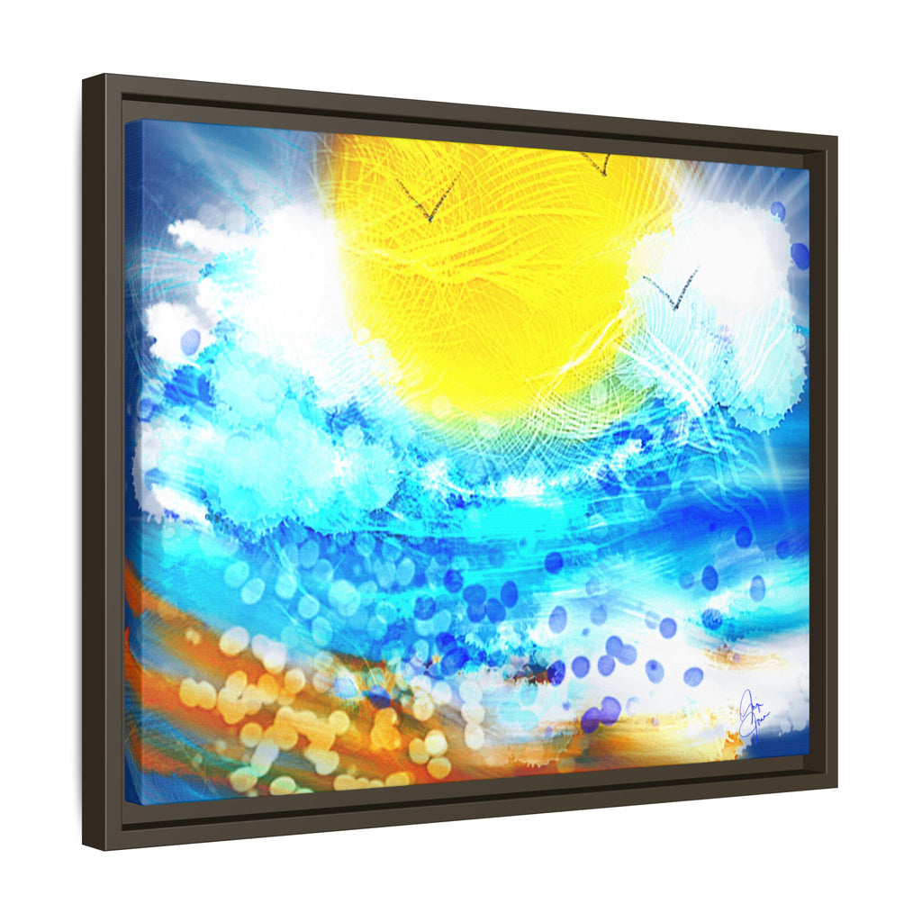 Sunshine Shore Matte Canvas Framed Wall Art — Bright Abstract Beach Print