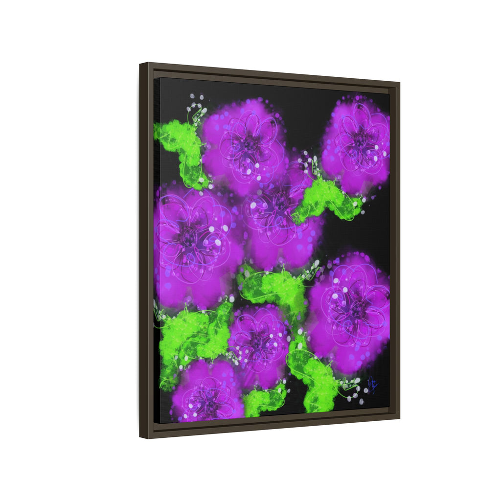 Framed Floral Canvas Print — Matte Multi-Color Blooms Wall Art