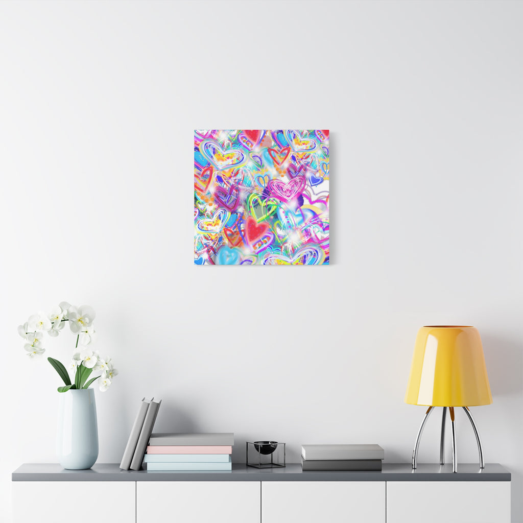 Colorful Heart Graffiti Matte Canvas