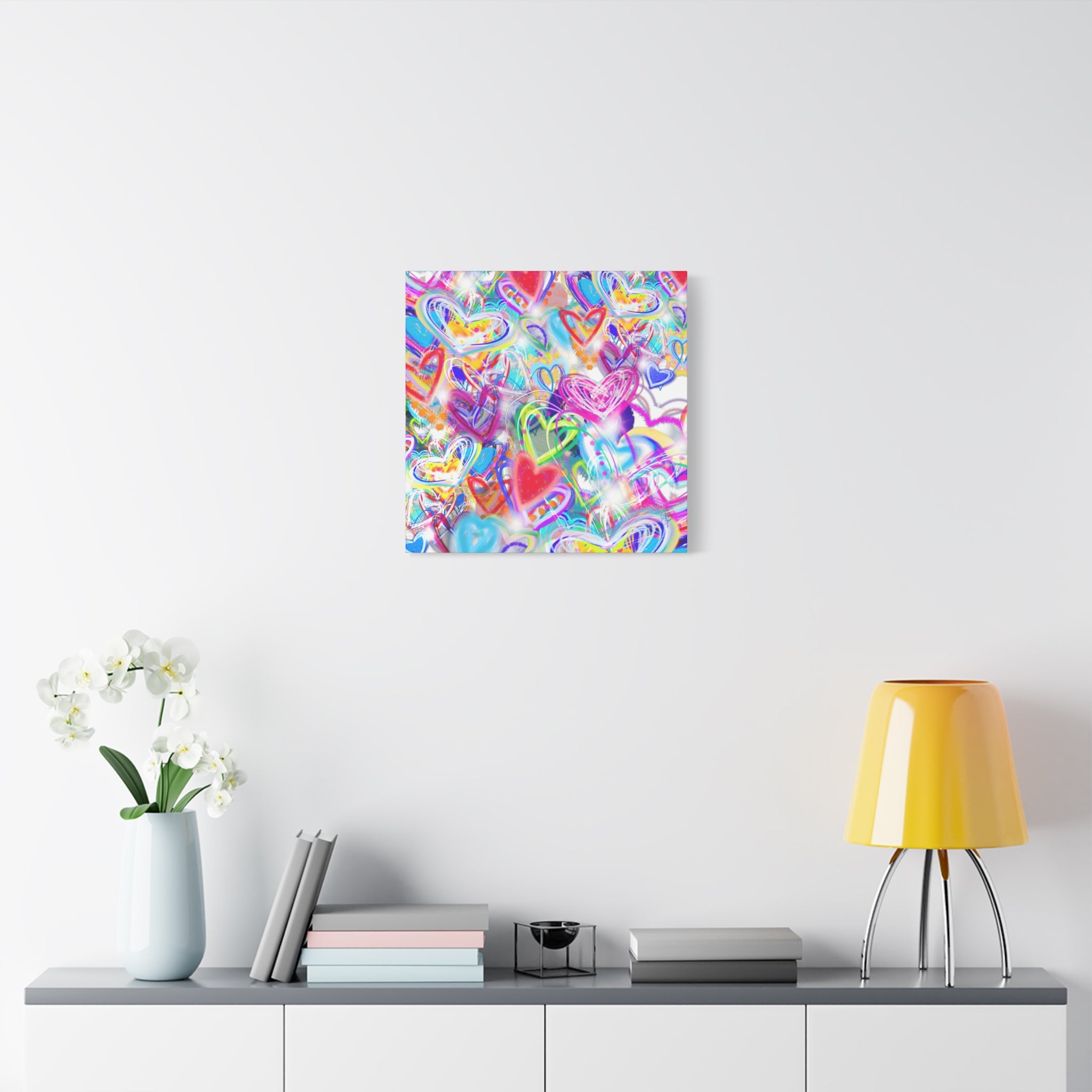 Colorful Heart Graffiti Matte Canvas