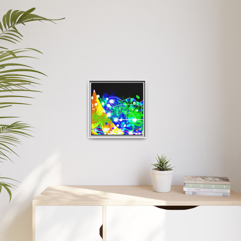 Abstract Neon Wave Matte Canvas Framed Art