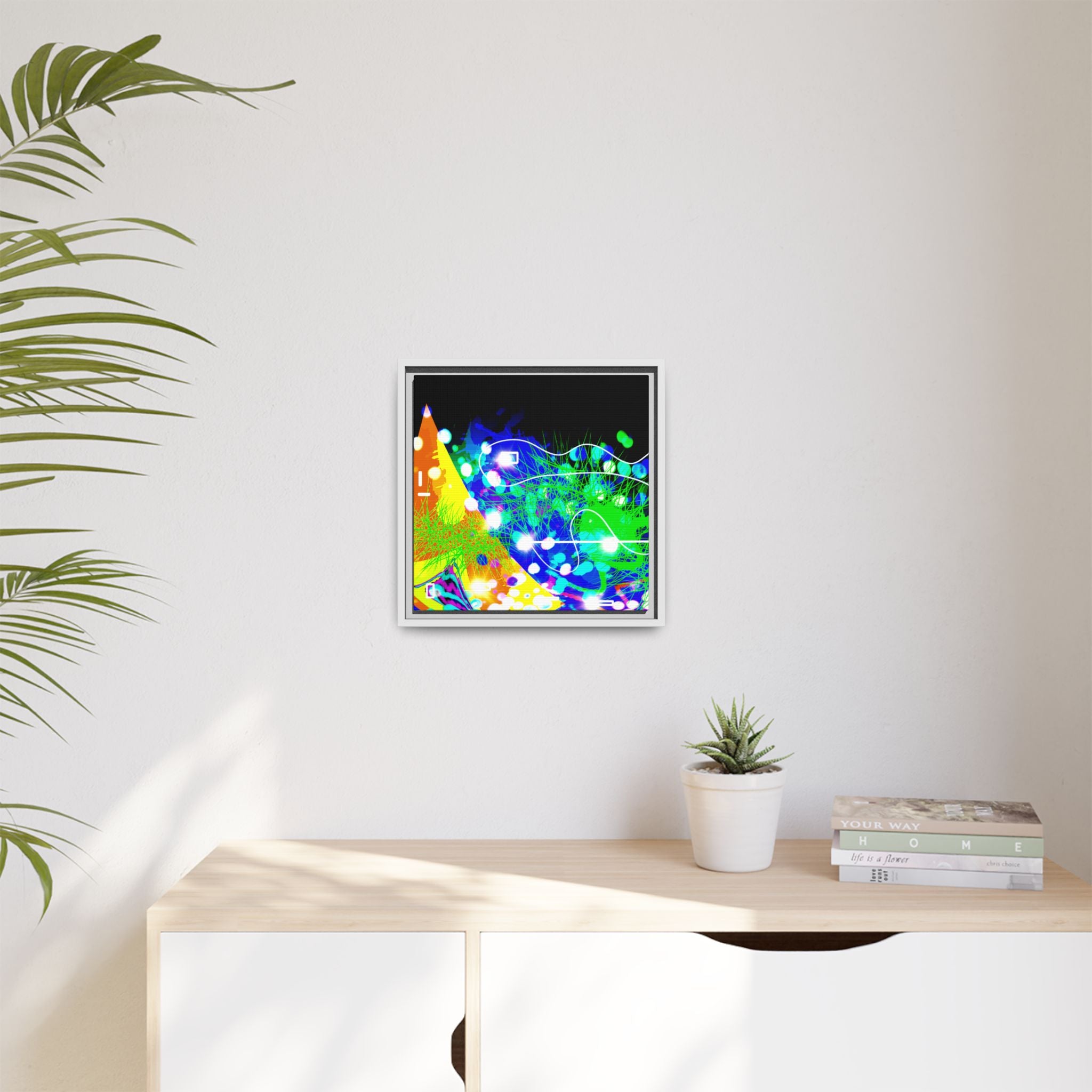 Abstract Neon Wave Matte Canvas Framed Art