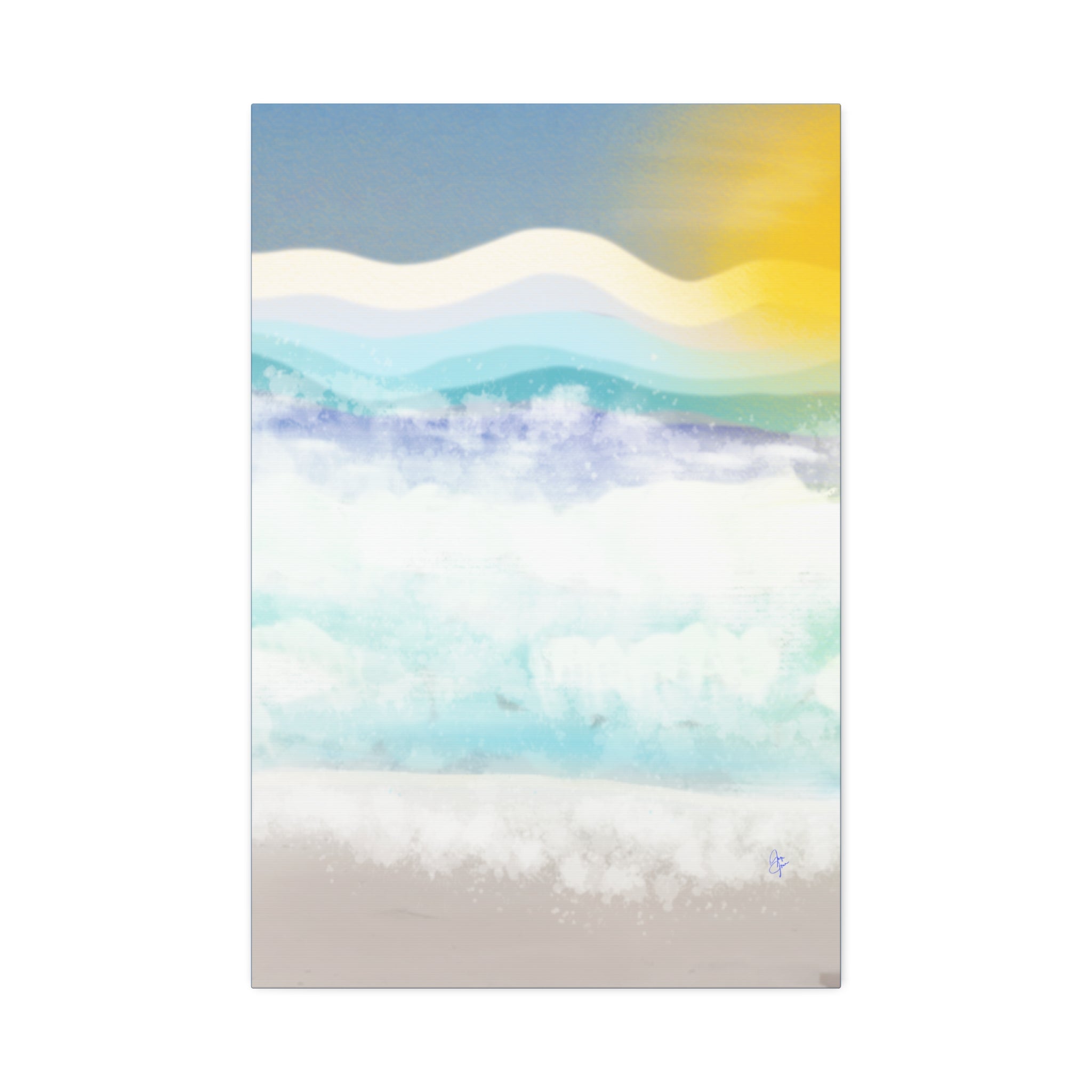 Serene Coastal Watercolor Canvas Print — Stretched 1.5"