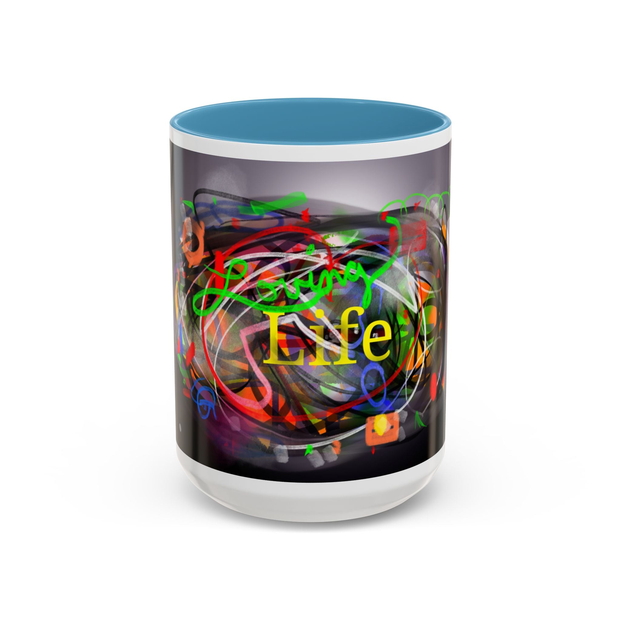 Abstract 'Live Your Life' Accent Coffee Mug — Colorful Artistic Ceramic Mug (11/15oz)