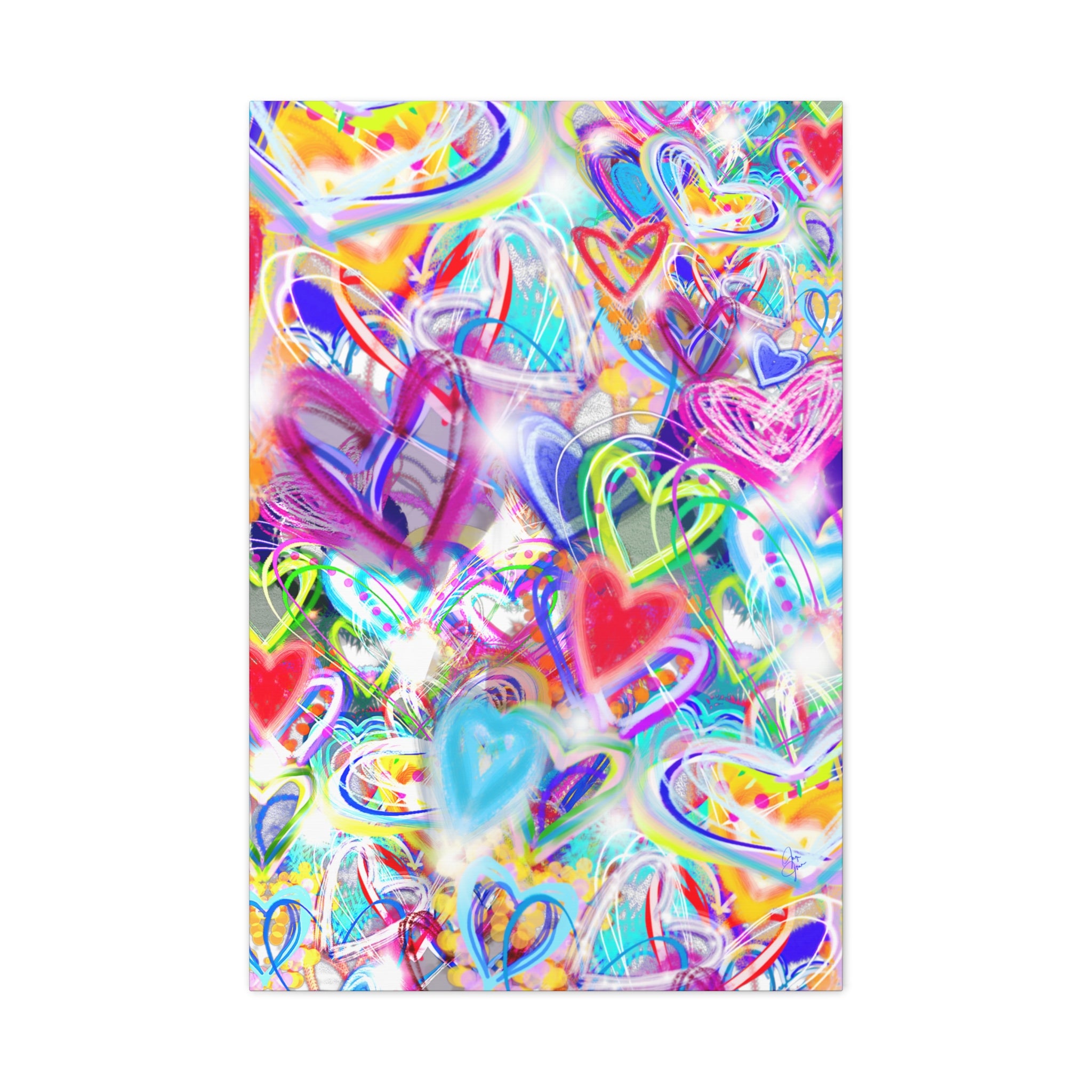 Colorful Heart Graffiti Matte Canvas