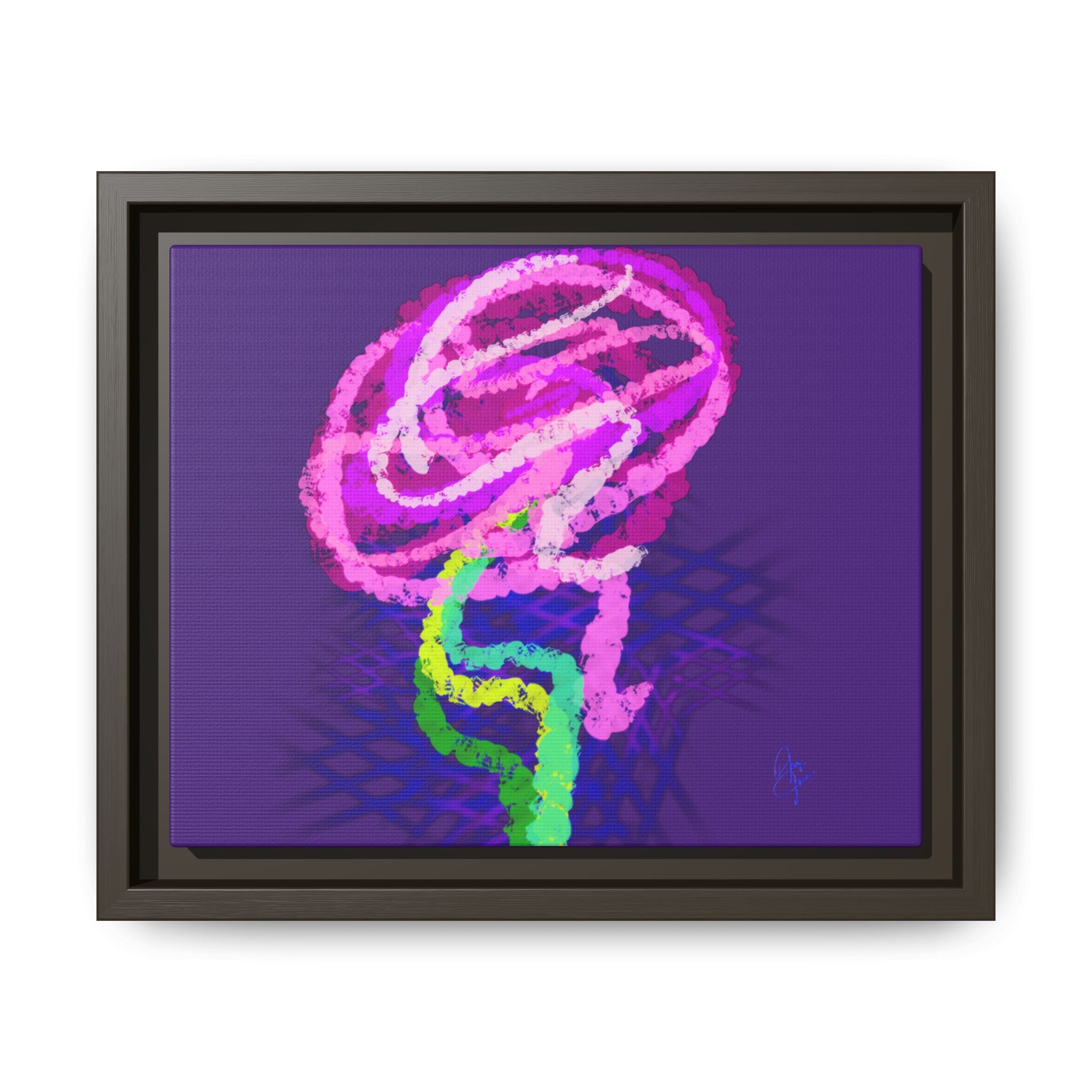 Framed Matte Canvas - Neon Rose Abstract Wall Art