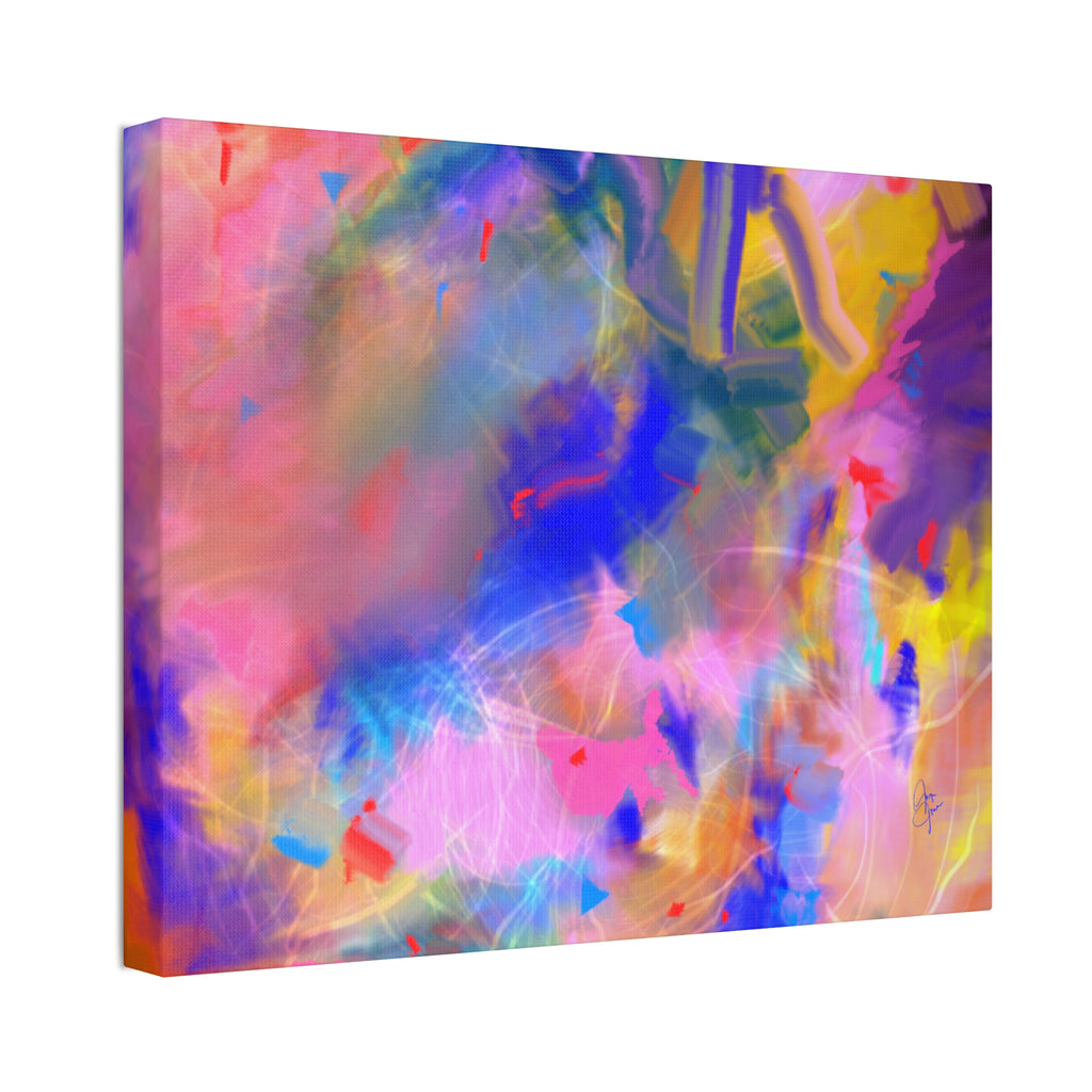 Abstract Color Burst Canvas – Vibrant Pink & Blue Stretched Wall Art