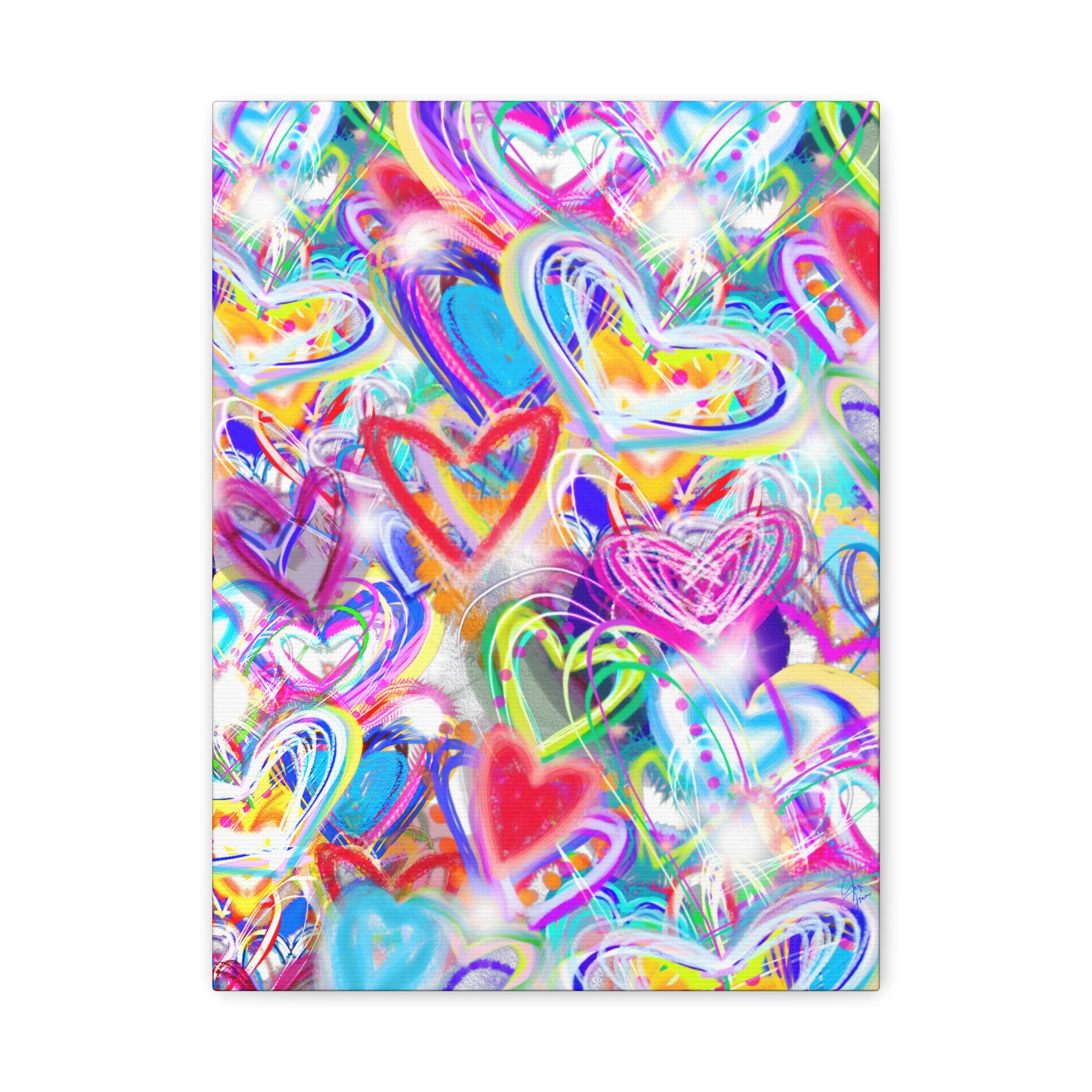 Colorful Heart Graffiti Matte Canvas
