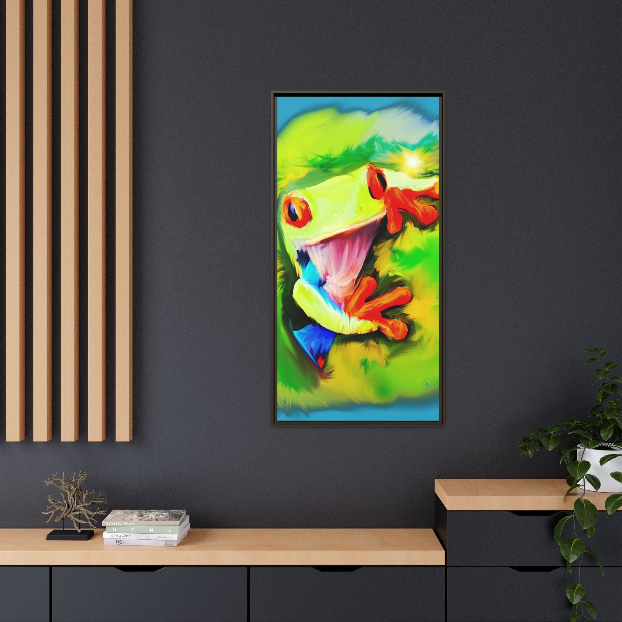Colorful Tree Frog Matte Canvas Print — Framed Tropical Wall Art
