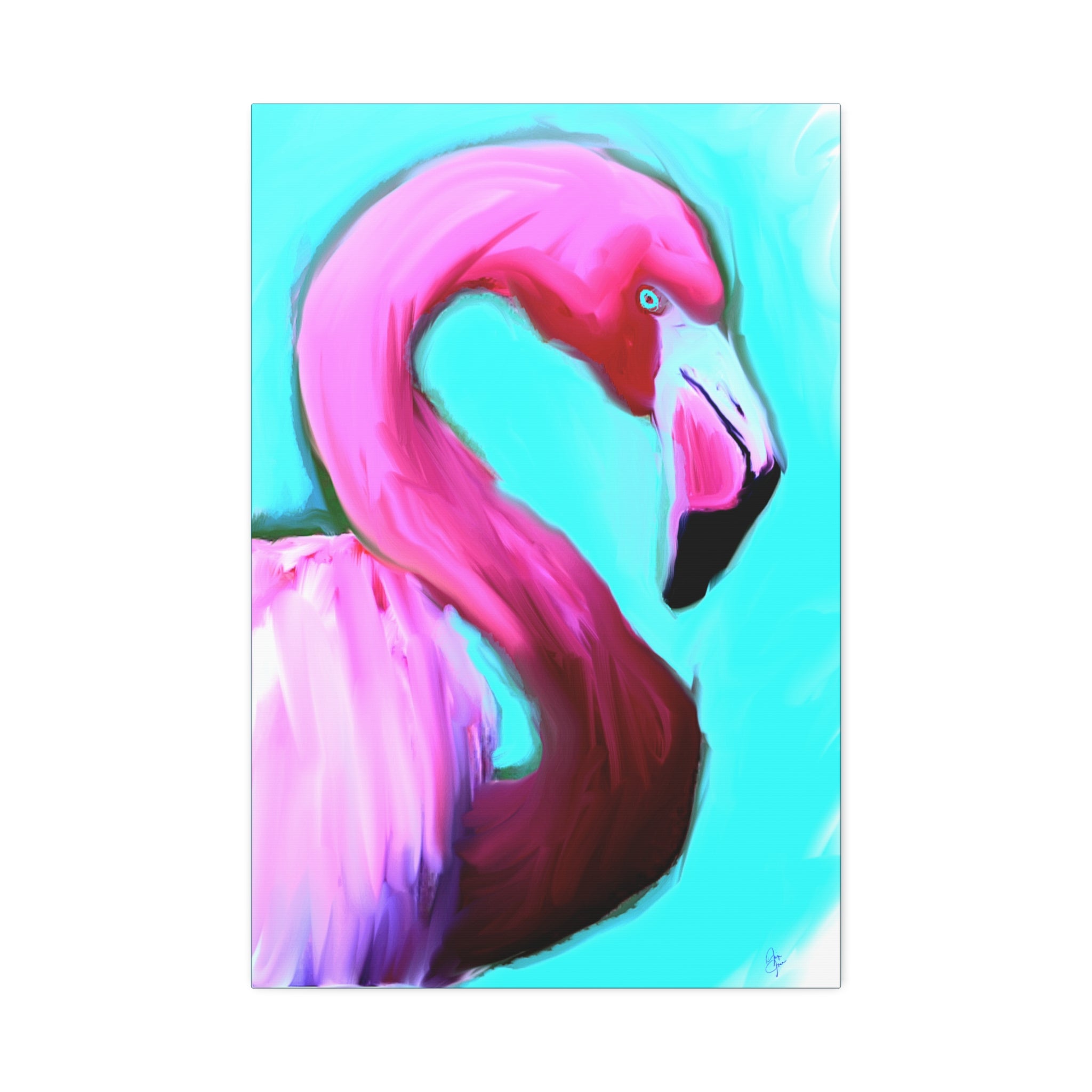 Pink Flamingo Canvas Wall Art – Tropical Bright Stretched Canvas