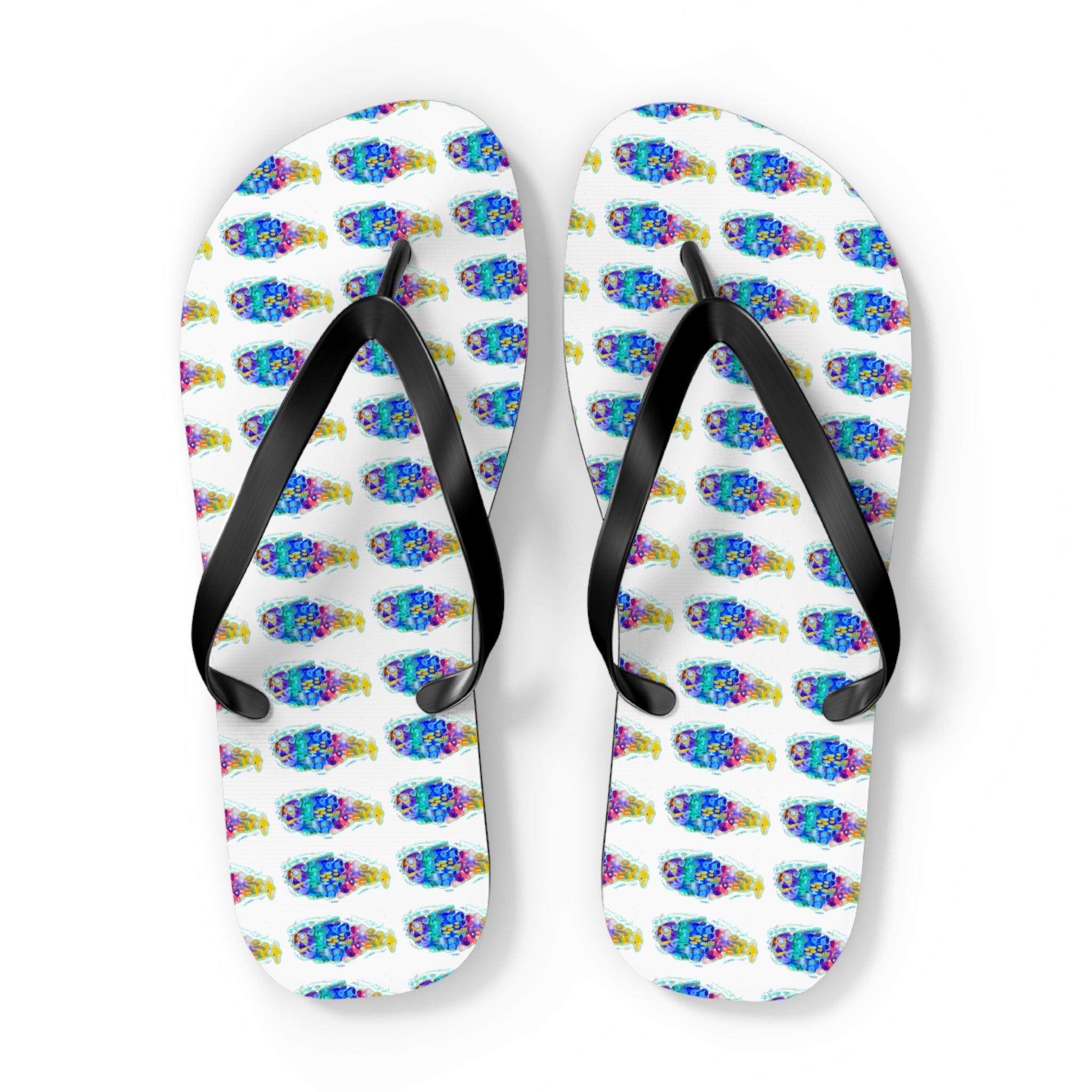 Colorful Tie-Dye Fish Flip Flops — Summer Beach Sandals
