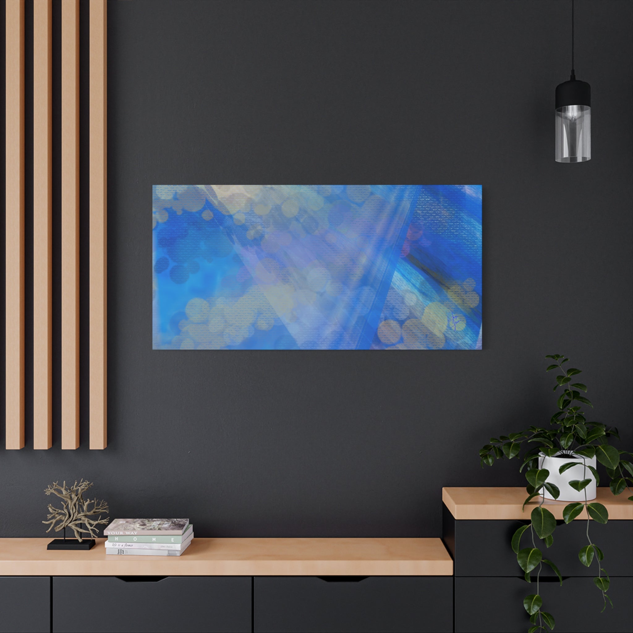 Abstract Blue Bokeh Matte Canvas Wall Art