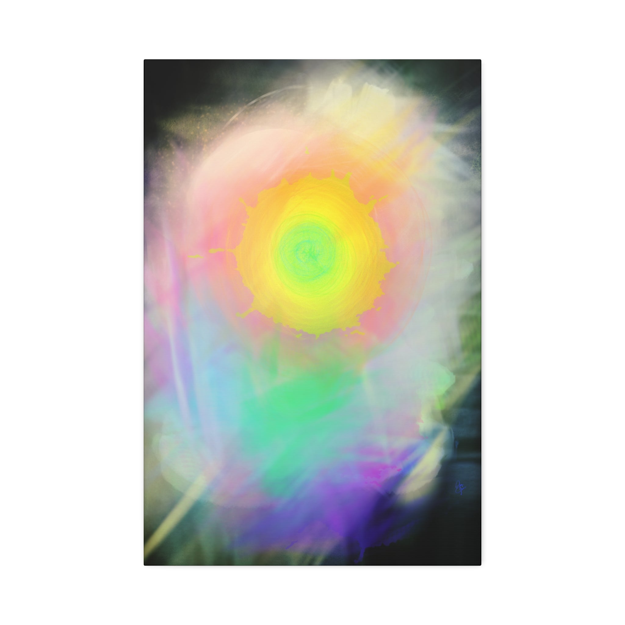 Neon Feather Canvas Stretched Wall Art