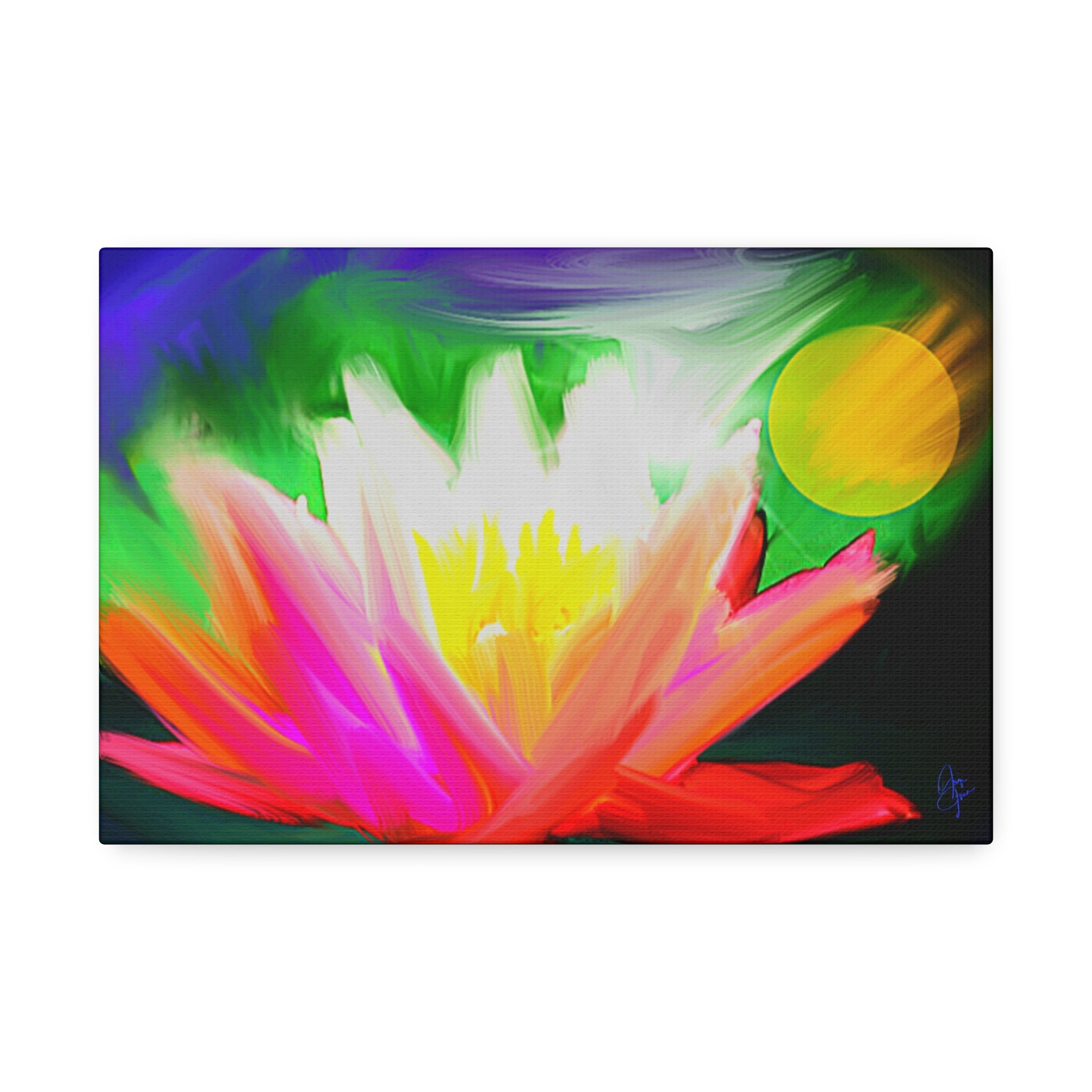 Vibrant Lotus Canvas Print — Bright Floral Stretched Wall Art