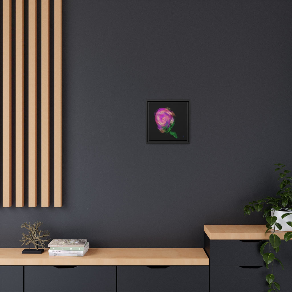 Abstract Rose Swirl Matte Framed Canvas — Multicolor Floral Wall Art