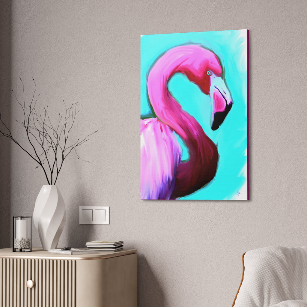 Pink Flamingo Canvas Wall Art – Tropical Bright Stretched Canvas