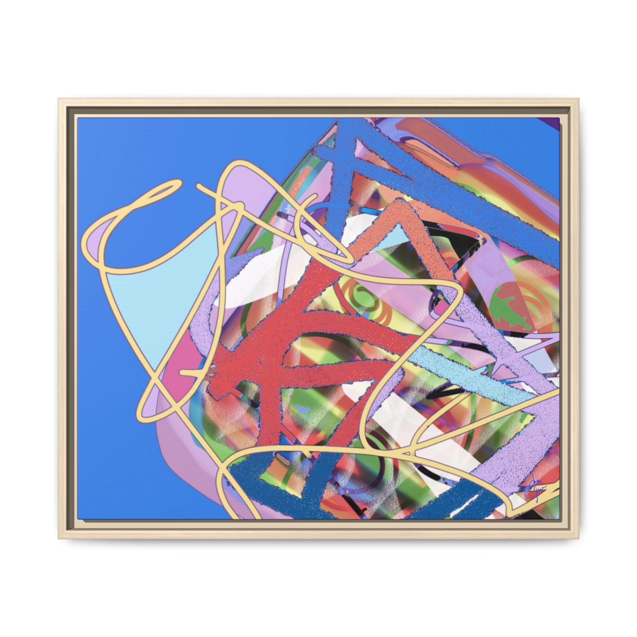 Abstract Multi‑Color Framed Canvas Art – Vibrant Modern Wall Decor