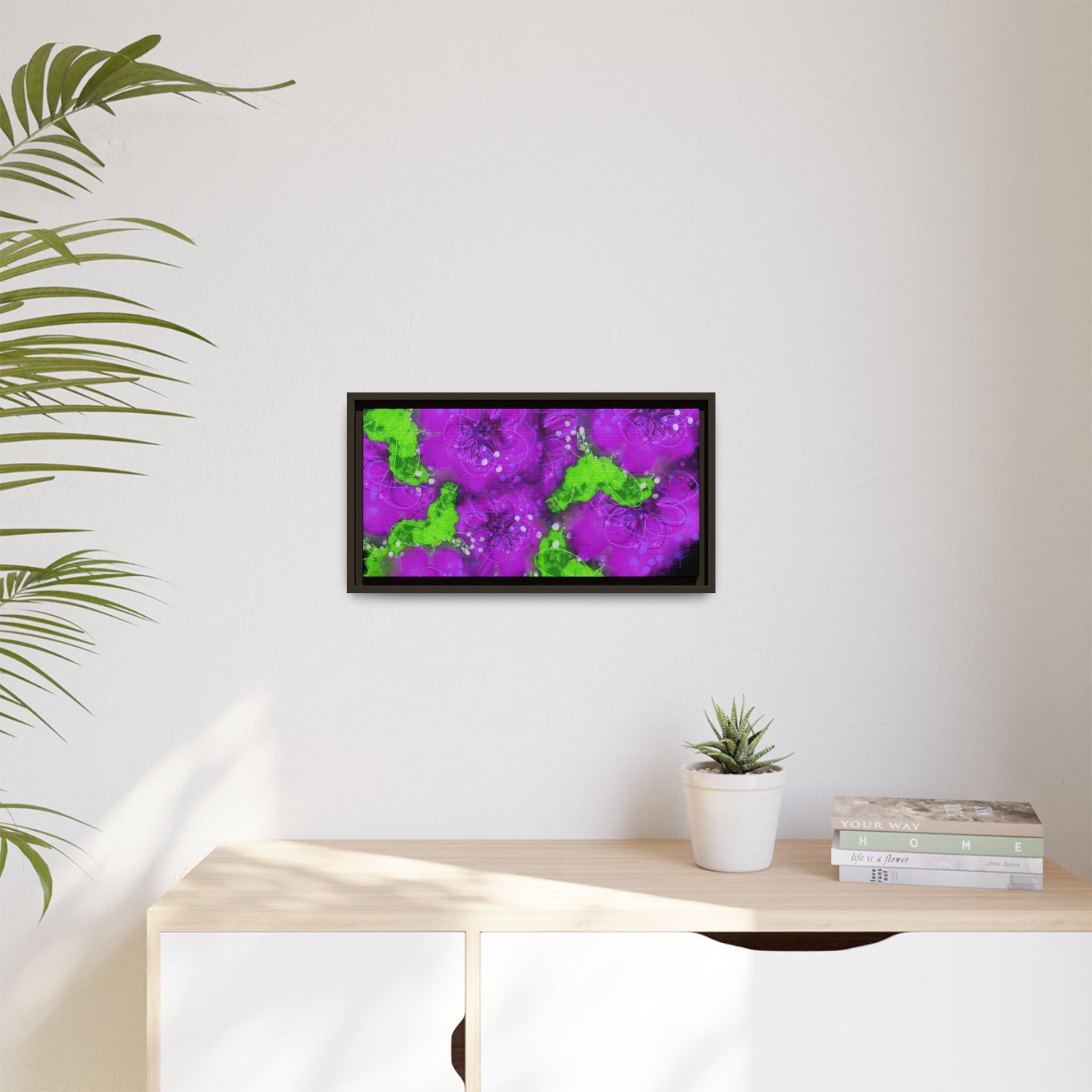 Framed Floral Canvas Print — Matte Multi-Color Blooms Wall Art