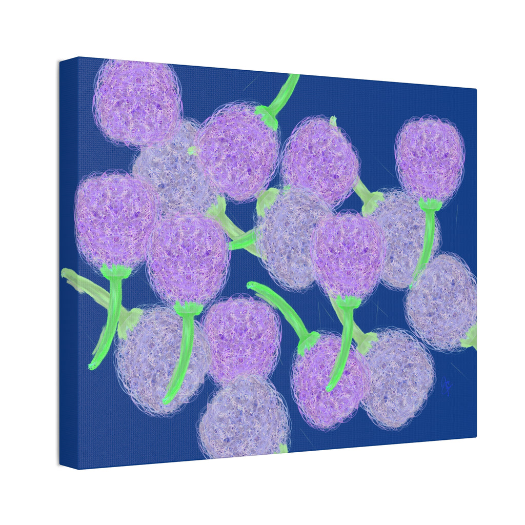 Purple Berry Art Canvas Print — Floral Abstract Wall Decor (Stretched 1.5")