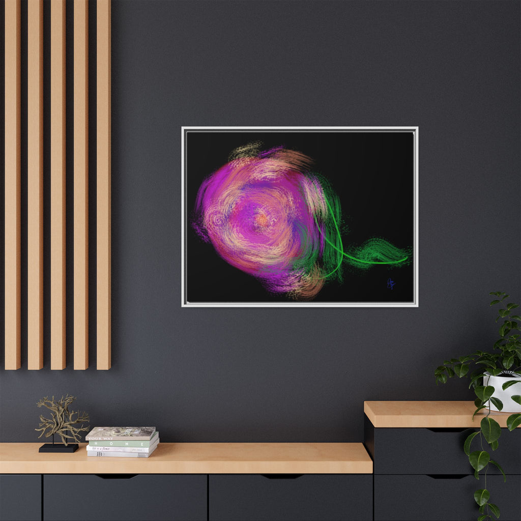 Abstract Rose Swirl Matte Framed Canvas — Multicolor Floral Wall Art