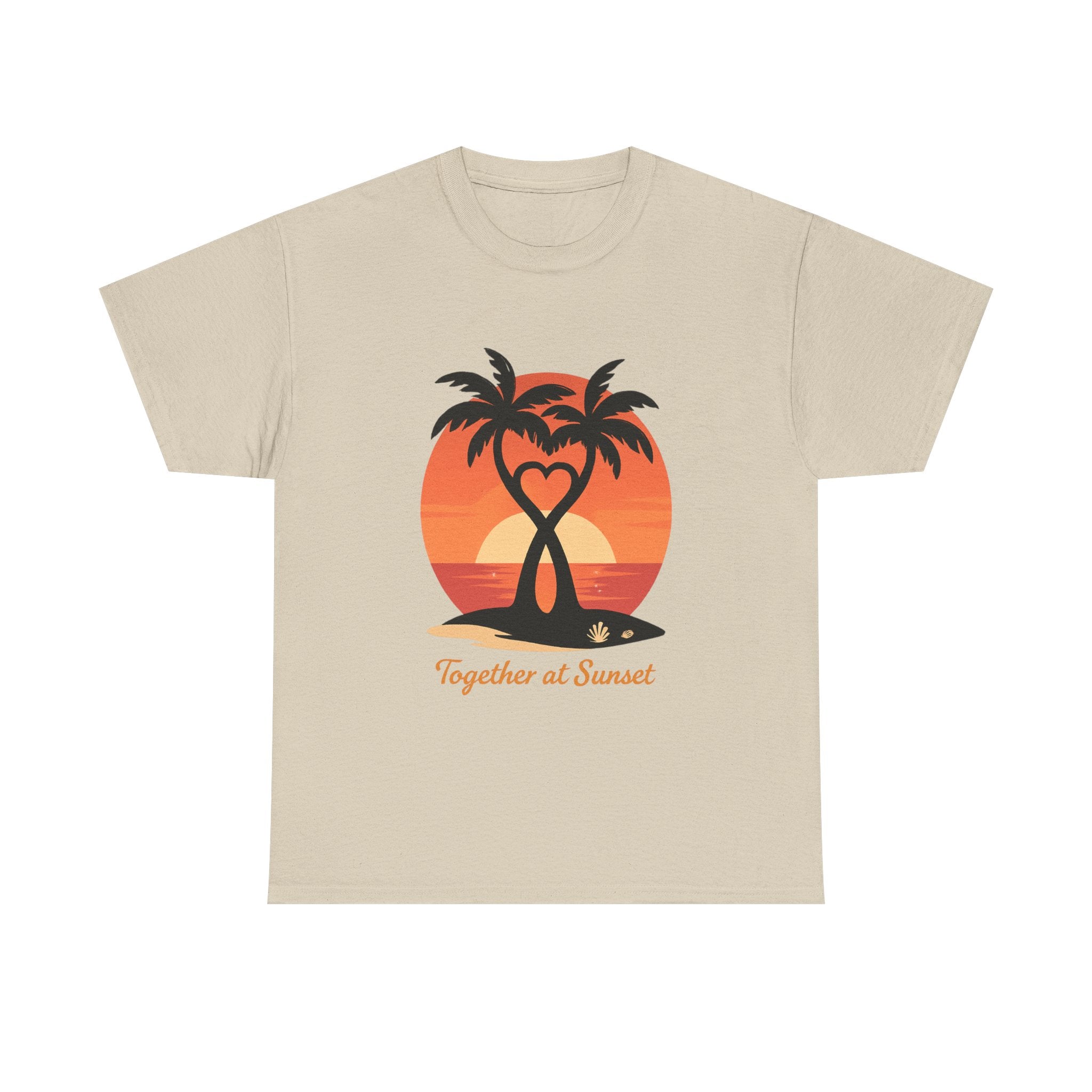 Sunset Palm Love T‑Shirt — “Together at Sunset” Beach Tee