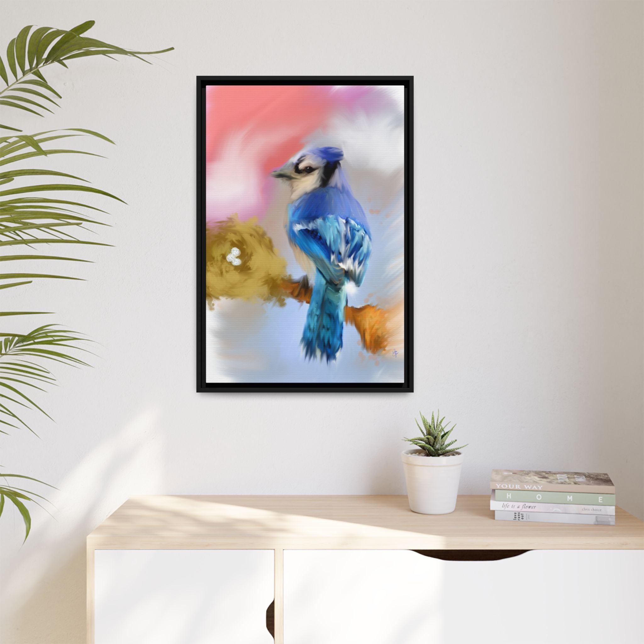 Blue Jay Art Print — Framed Matte Canvas Wall Art