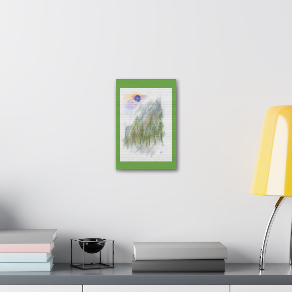 Mountain Mist Canvas Print — Green Stretched Wall Art