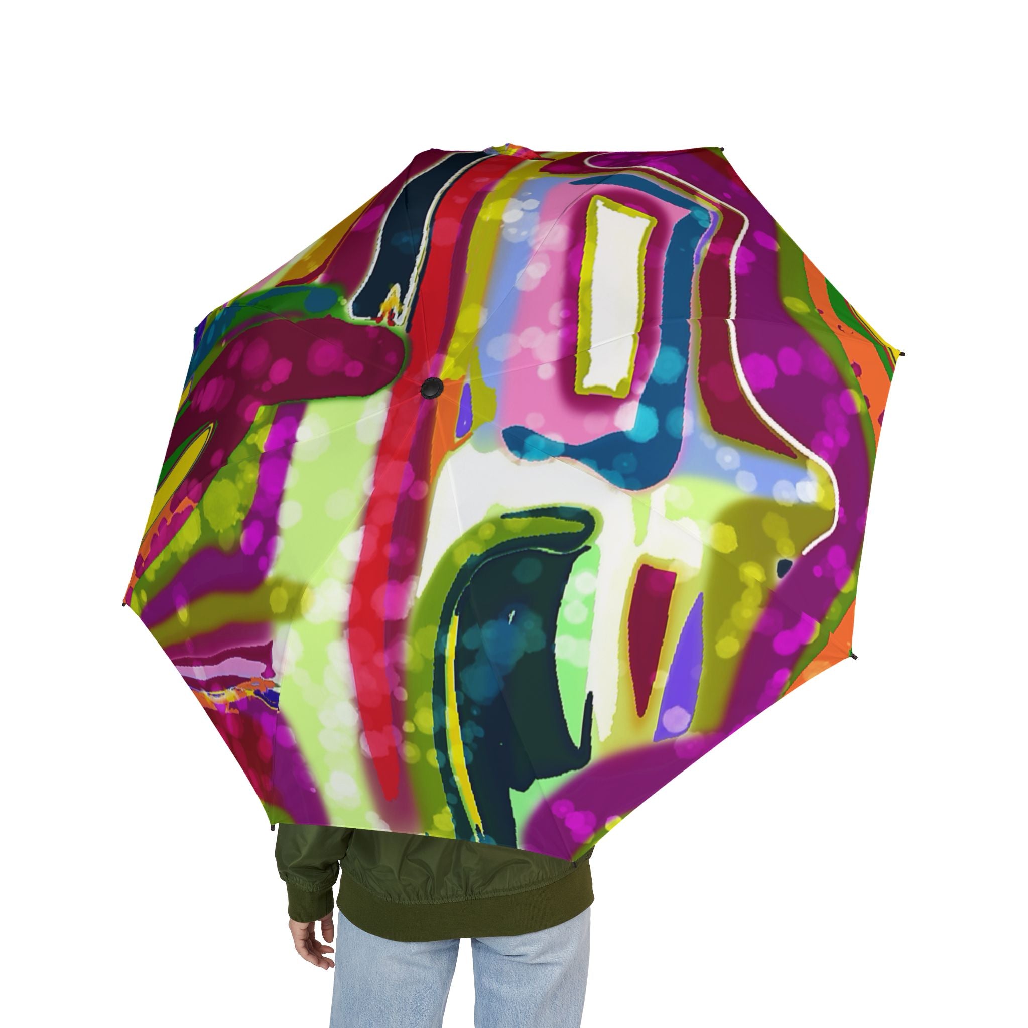 Color Splash Foldable Umbrella — Abstract Graffiti Print, Semi‑Automatic Compact Umbrella