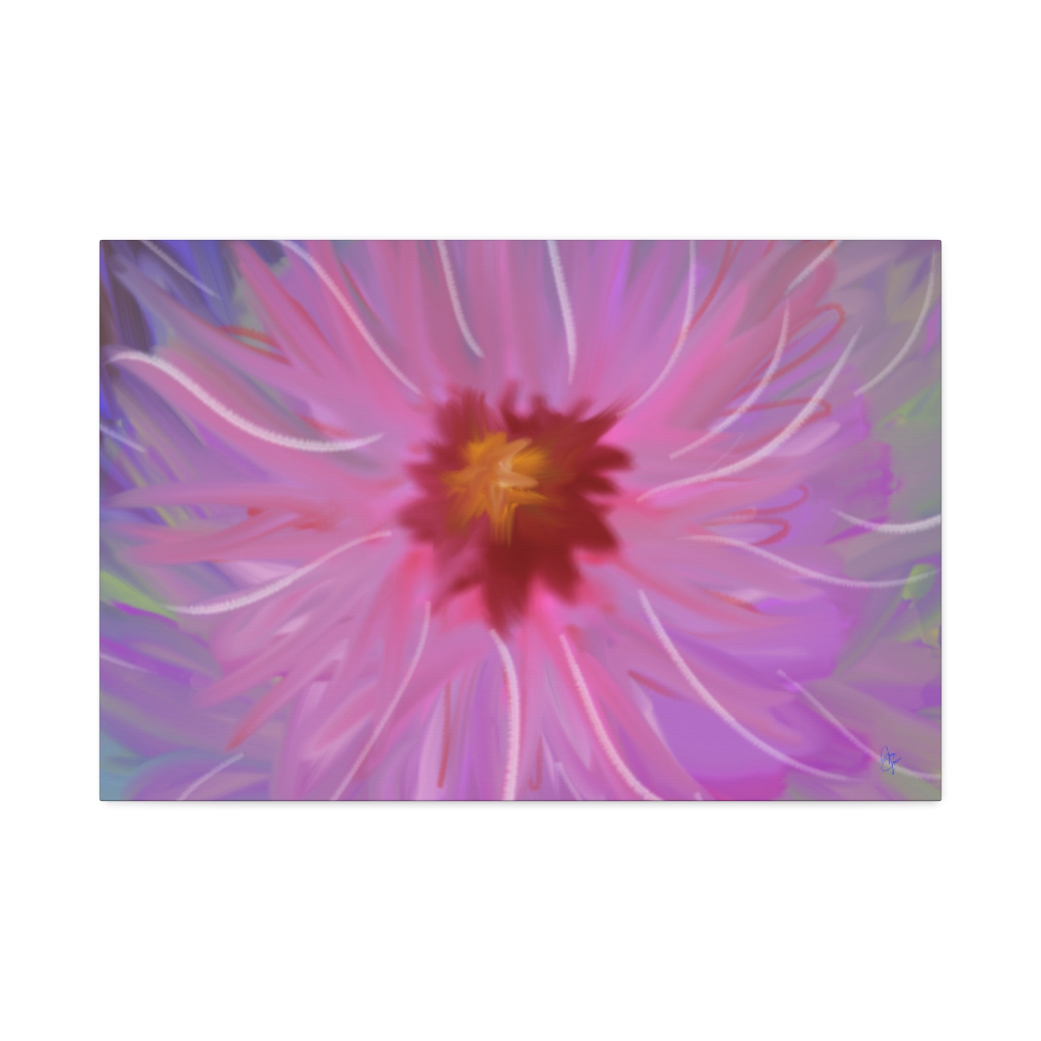 Pink Dahlia Floral Canvas Print — Stretched 1.5" Wall Art
