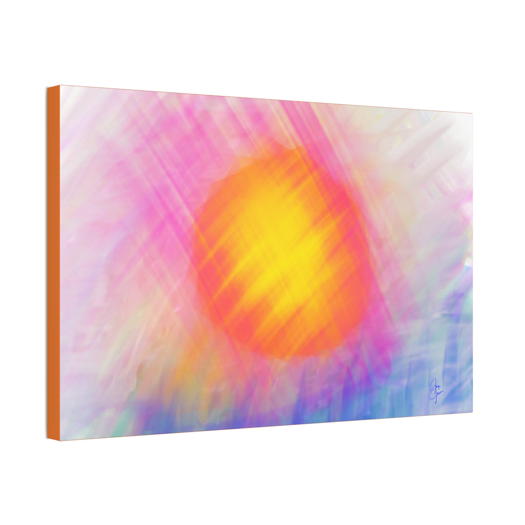 Abstract Sunrise Canvas Art - Vibrant Pink & Orange Sun Stretched Canvas