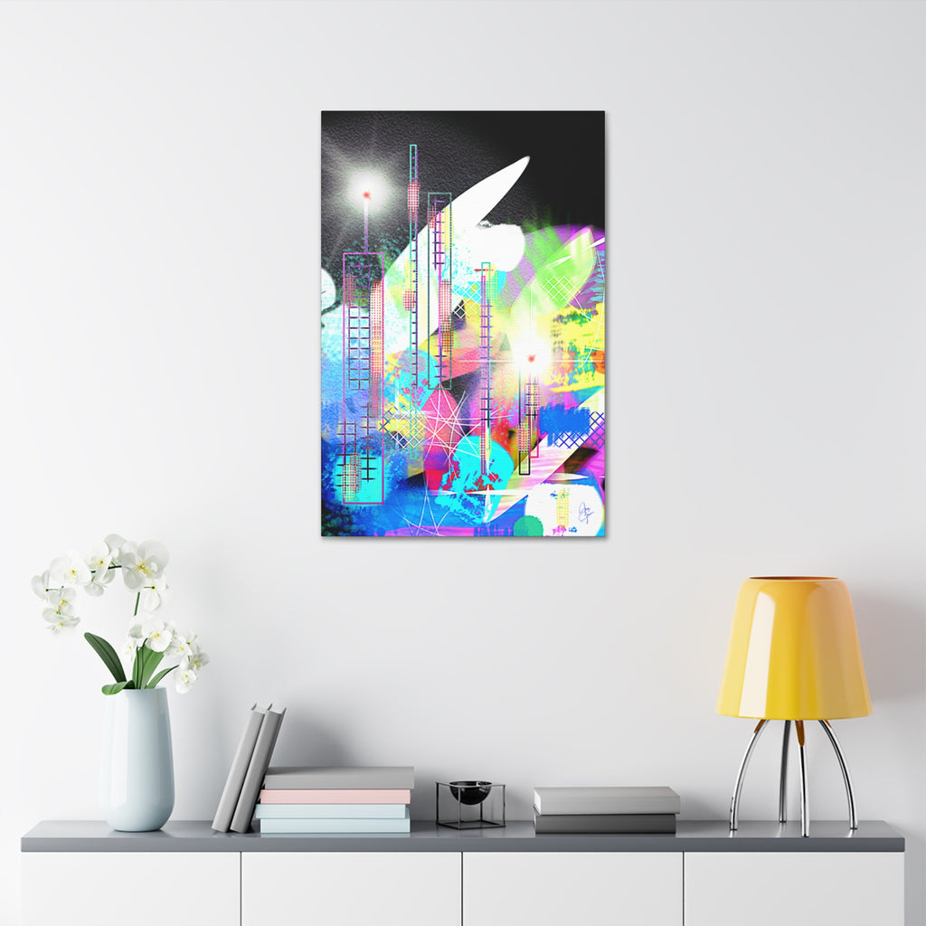 Abstract Neon Cityscape Canvas Print — Stretched 1.5"
