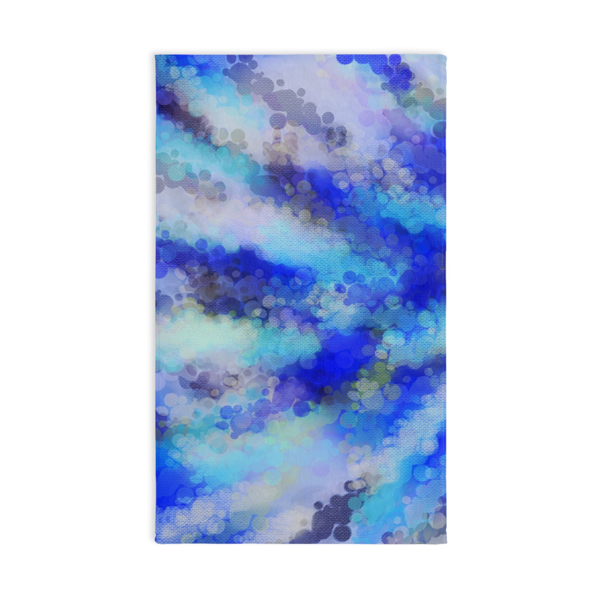 Blue Watercolor Burst Hand Towel — Abstract Ocean Tie-Dye Bathroom Accent