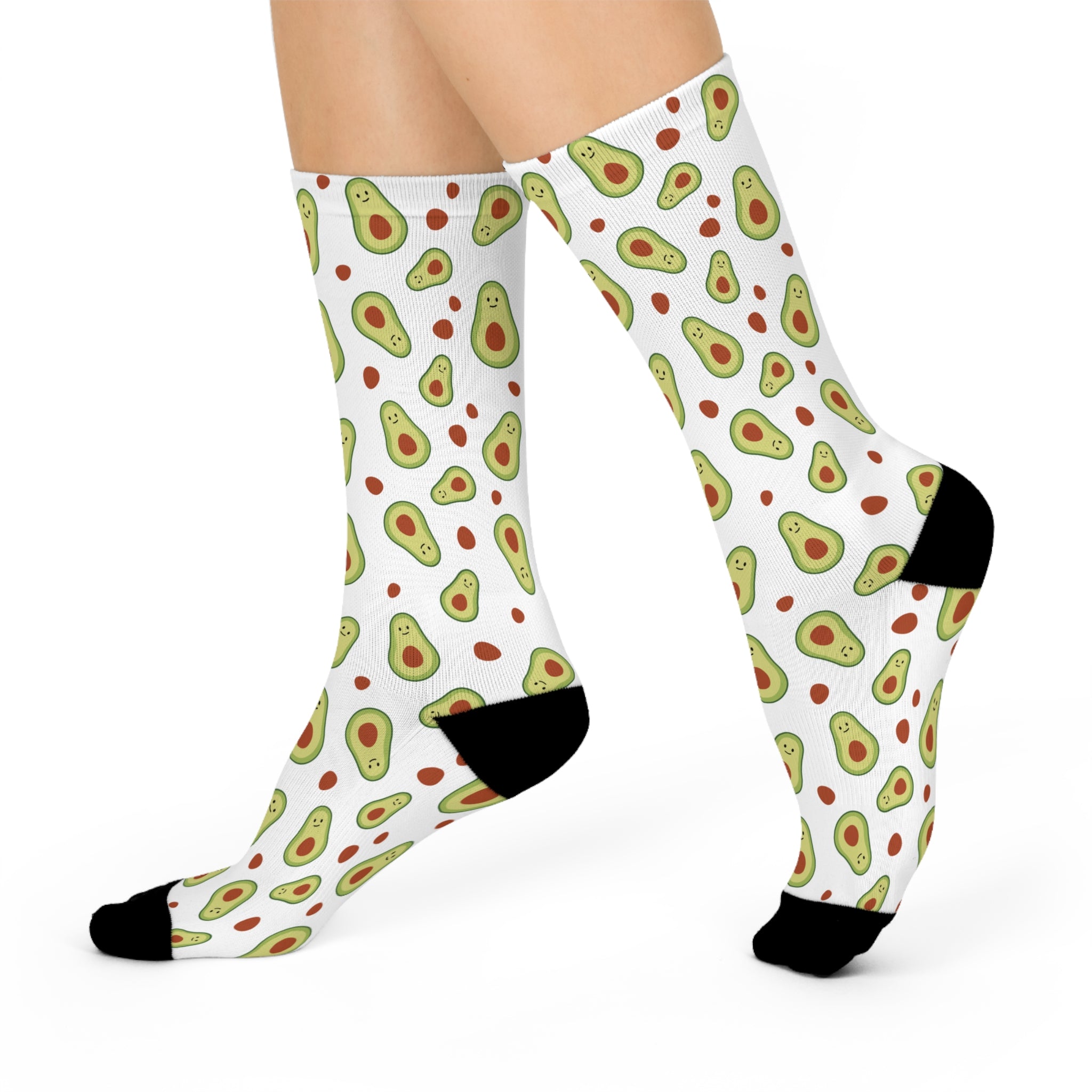 Avocado Pattern Crew Socks — Cushioned Fun Fruit Socks for Foodies & Gifts