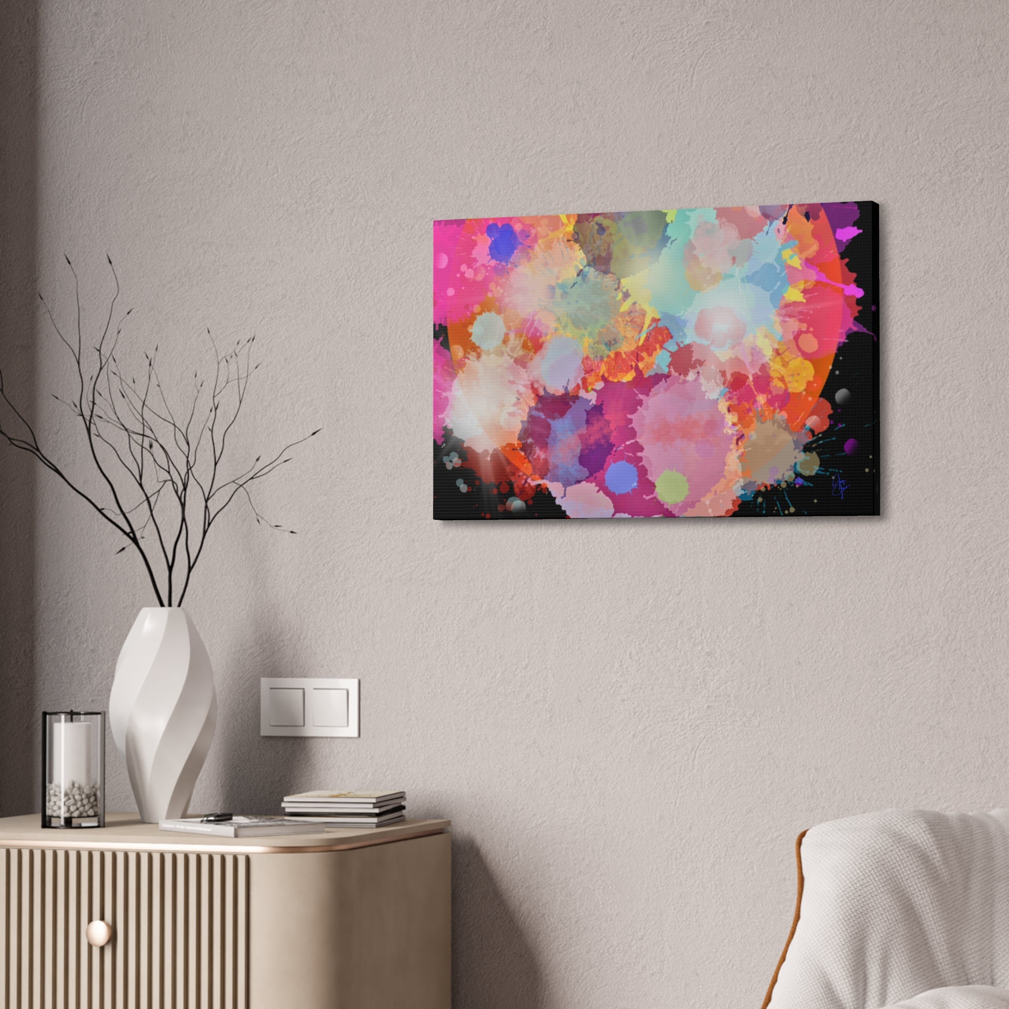Abstract Color Splash Canvas Print — Vibrant Watercolor Ink Splash Wall Art