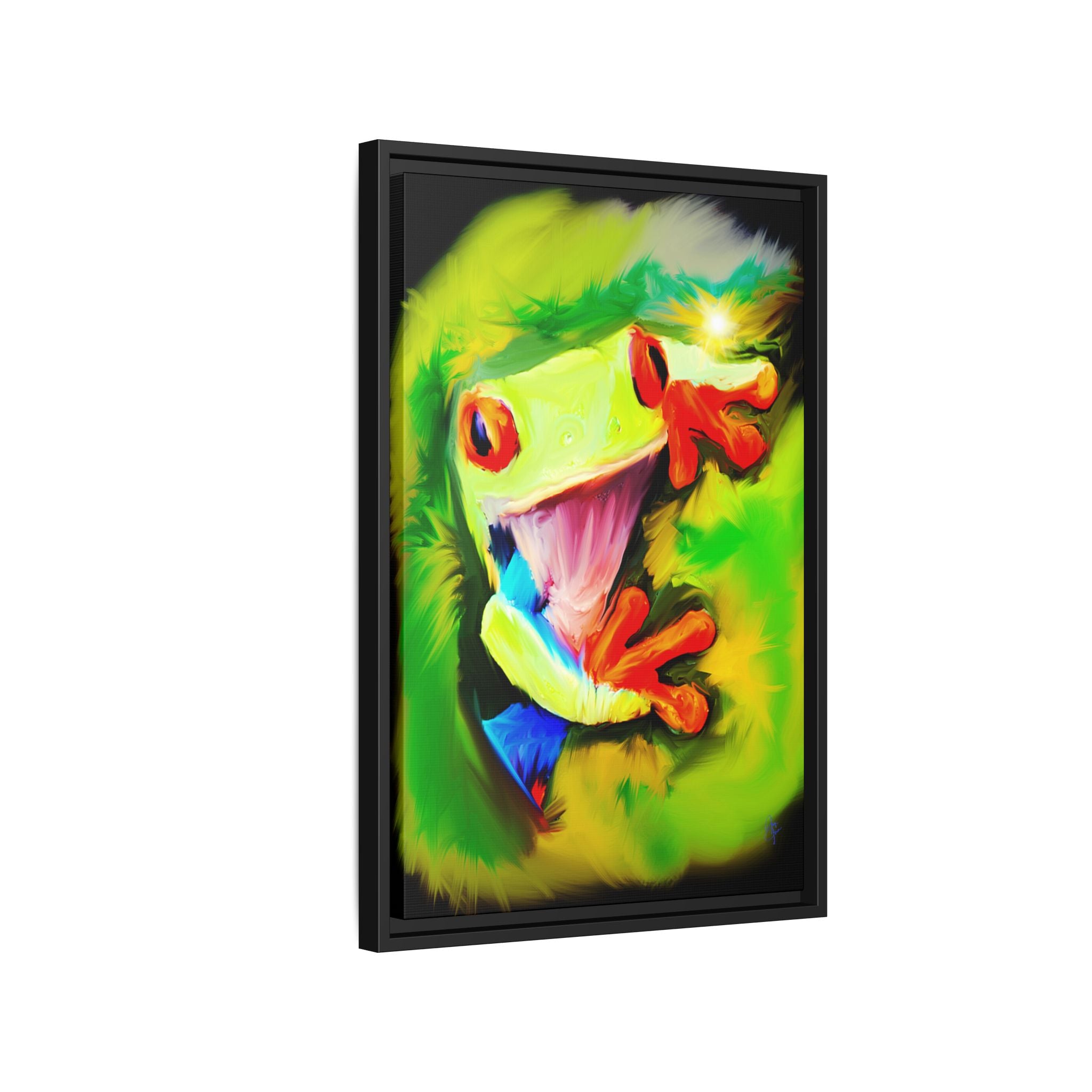 Colorful Tree Frog Matte Canvas Print — Framed Tropical Wall Art