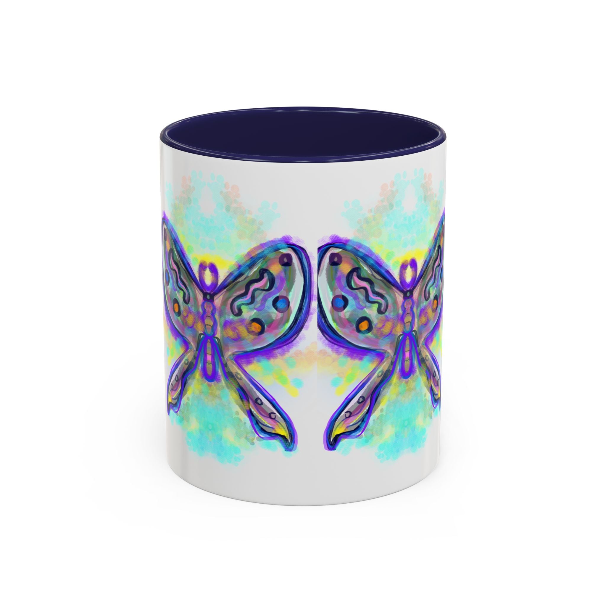Butterfly Accent Coffee Mug — Colorful Watercolor Butterfly Design (11/15oz)