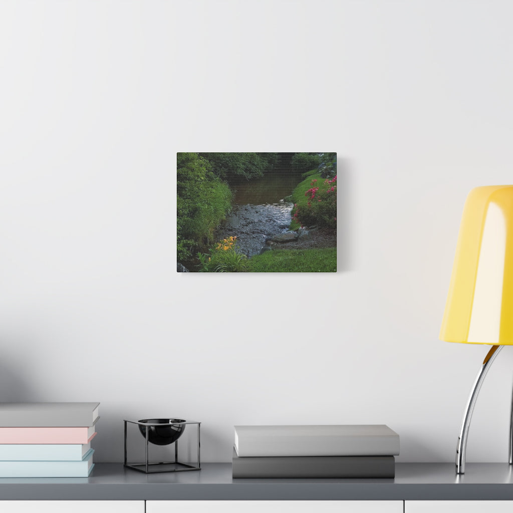 Tranquil Stream Garden — Matte Stretched Canvas Wall Art