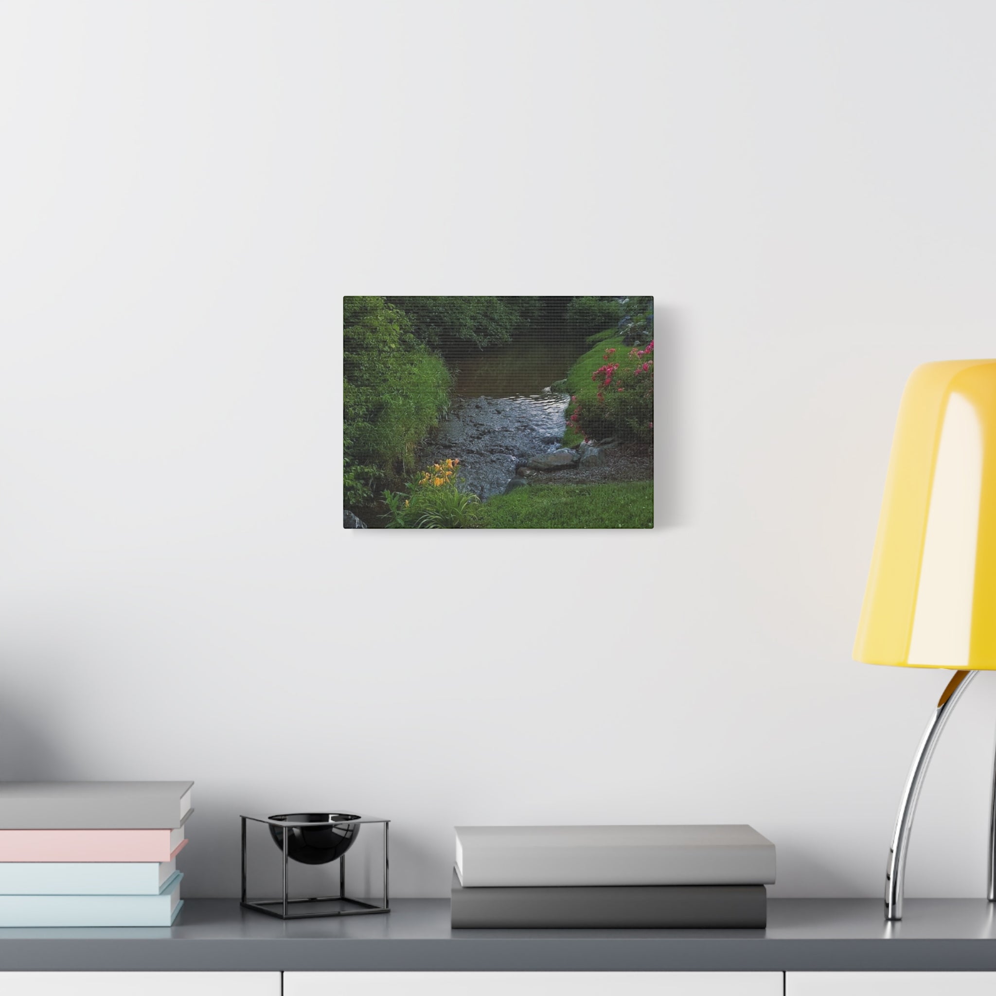 Tranquil Stream Garden — Matte Stretched Canvas Wall Art