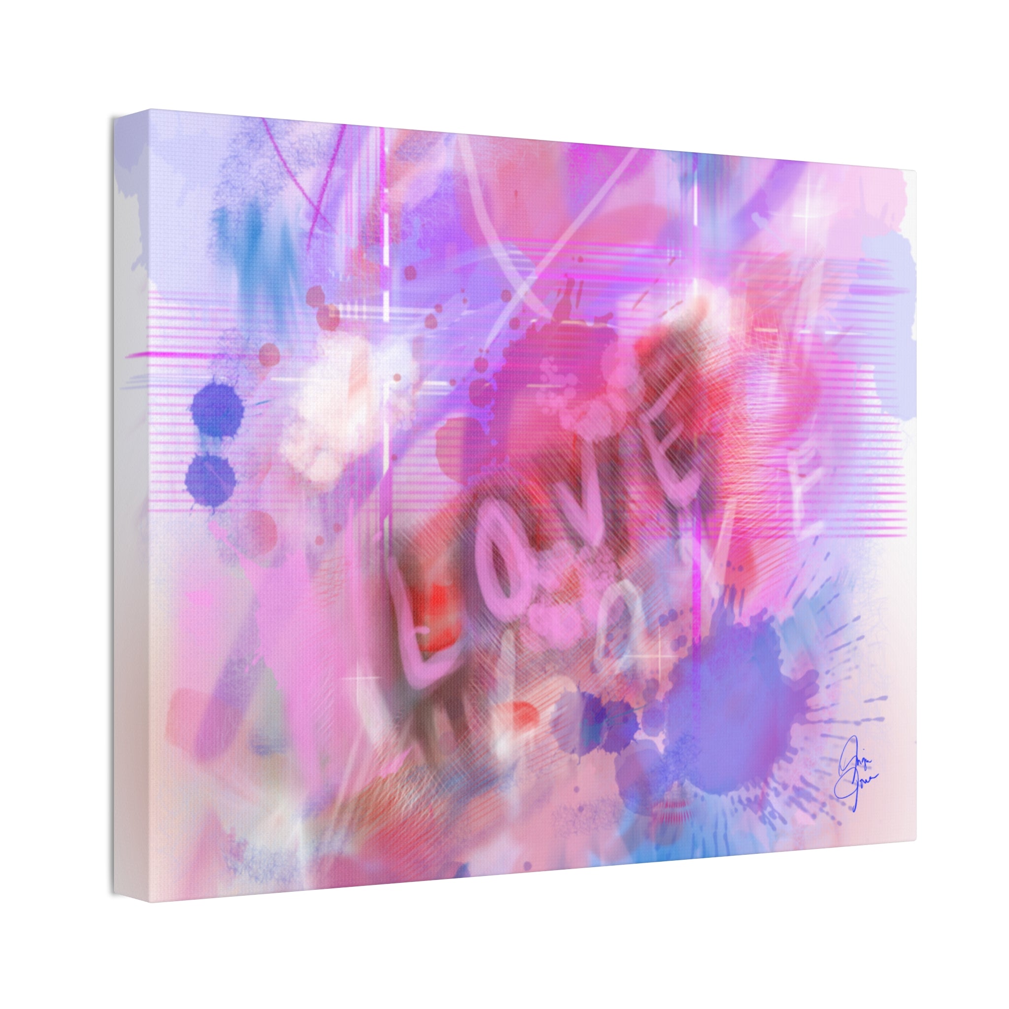 Love Vibes Canvas Wall Art — Pink Abstract Stretched Canvas
