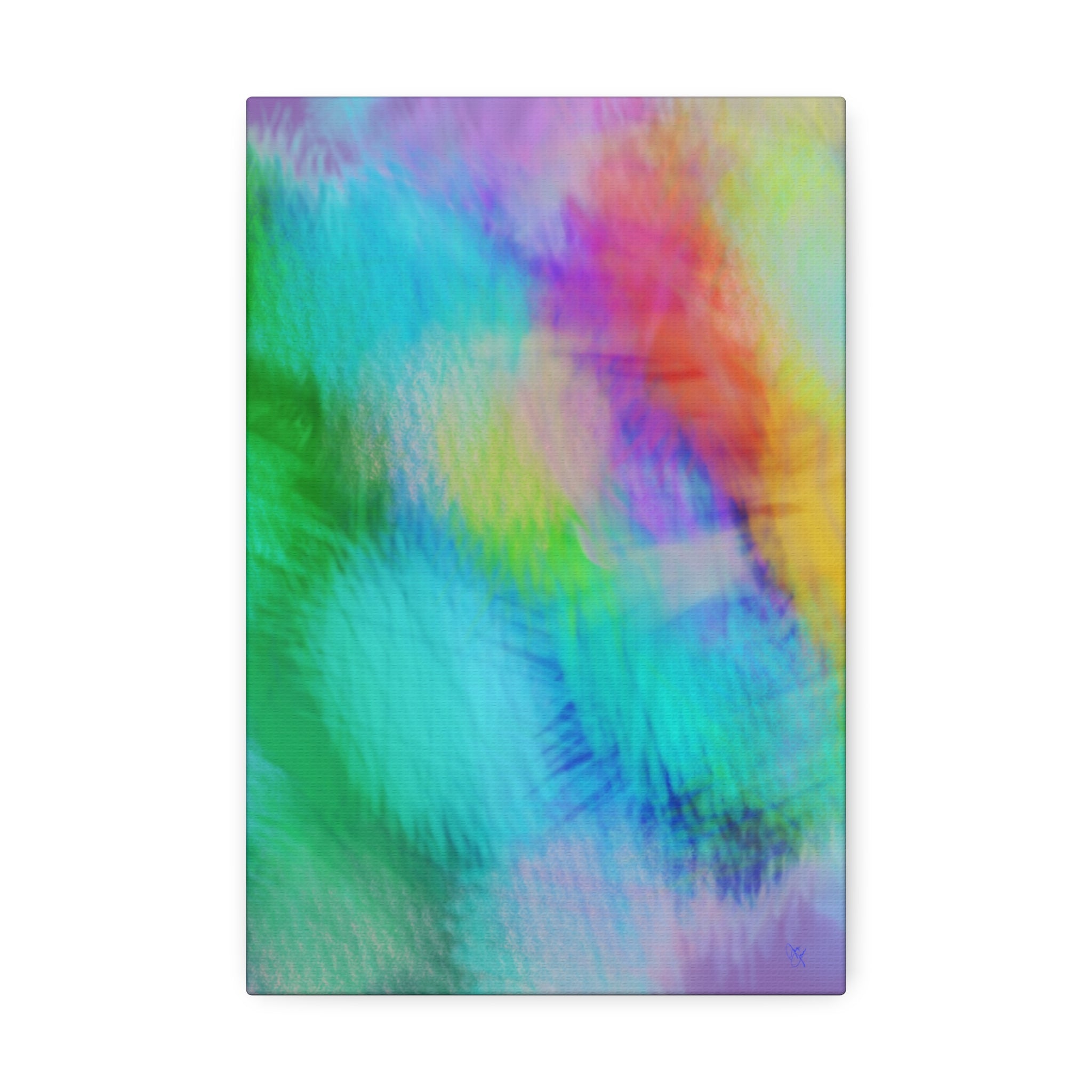 Abstract Pastel Watercolor Canvas Wall Art – Vibrant Rainbow Clouds Stretched Canvas