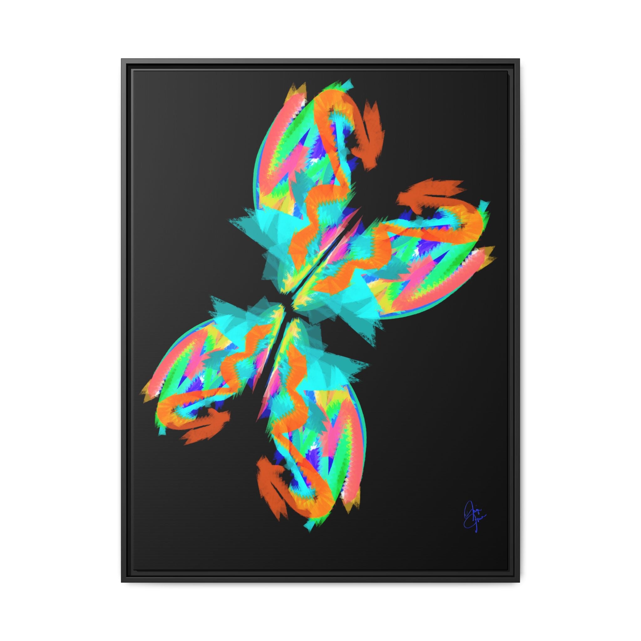 Framed Matte Canvas — Neon Abstract Butterfly Wall Art